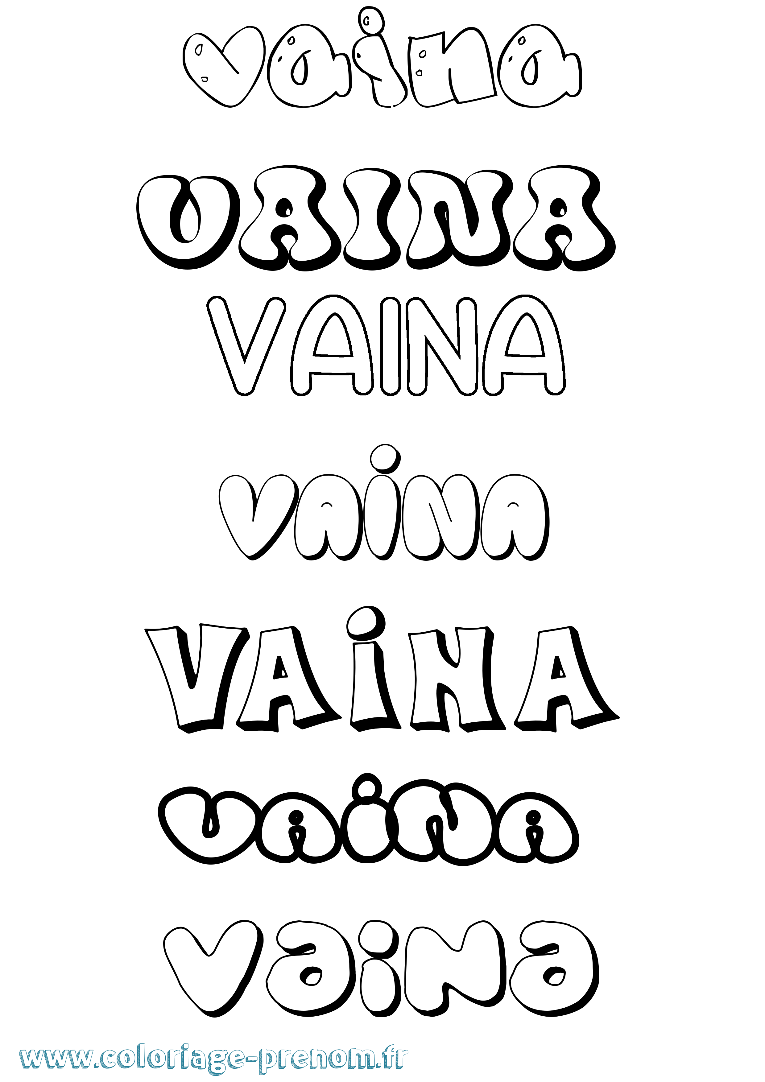 Coloriage prénom Vaina Bubble