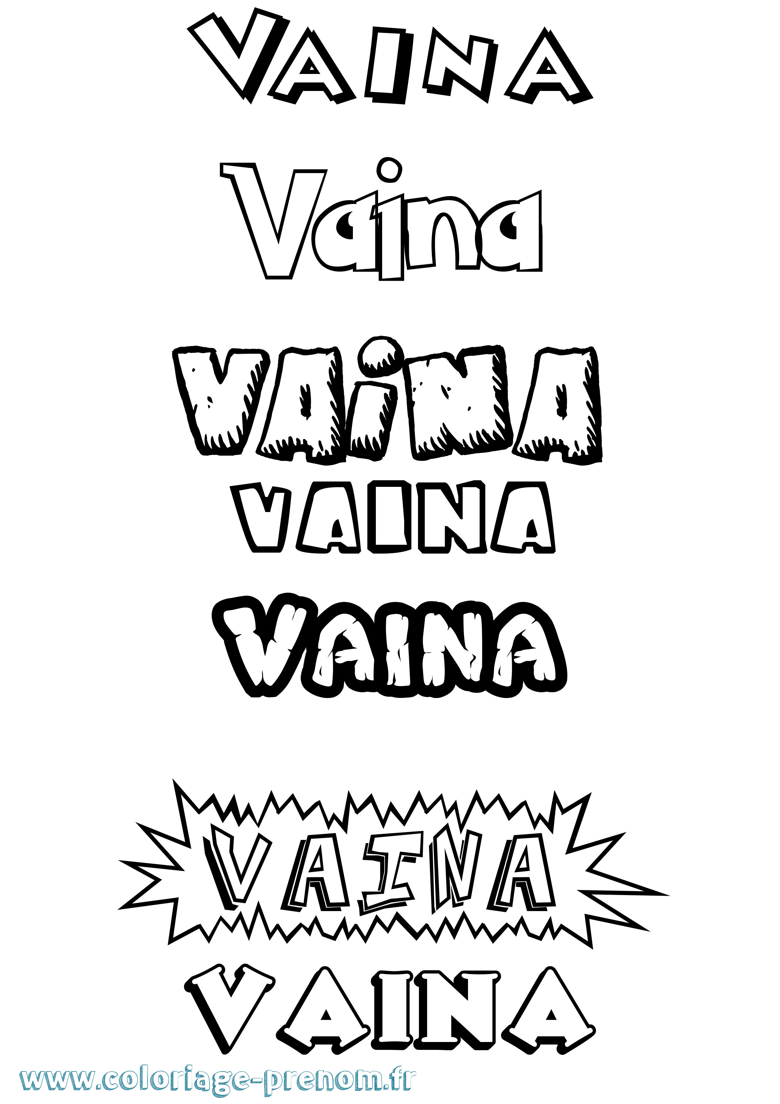 Coloriage prénom Vaina Dessin Animé
