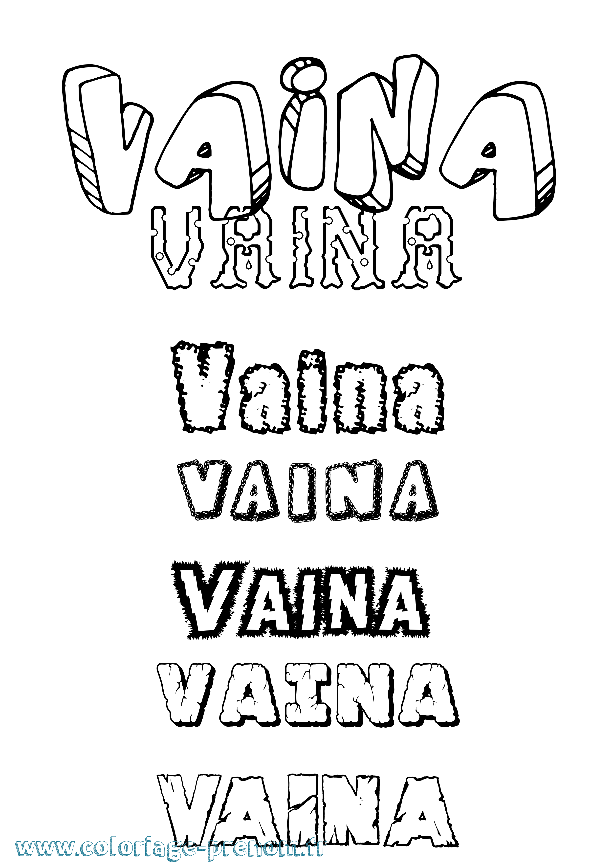 Coloriage prénom Vaina Destructuré