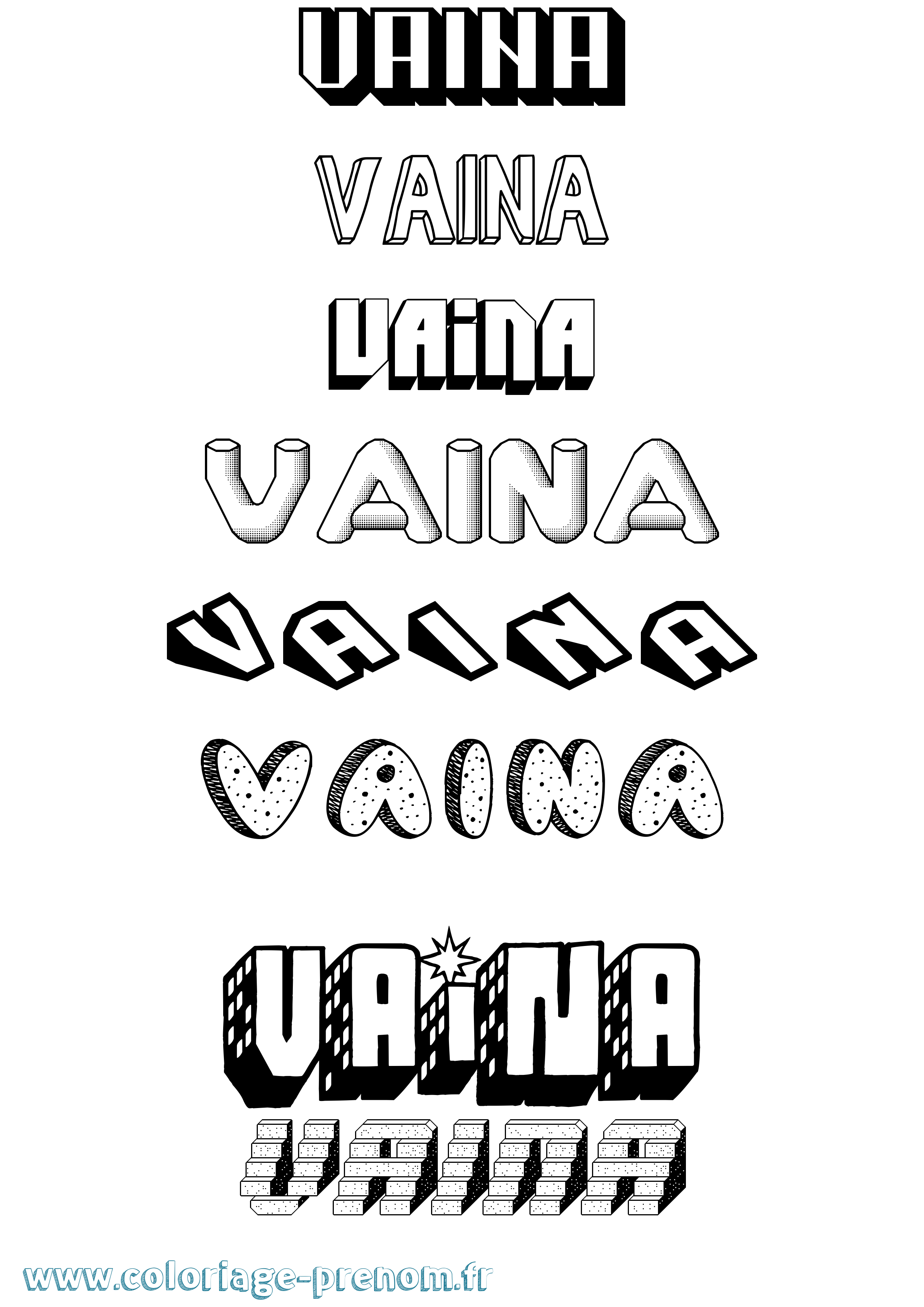 Coloriage prénom Vaina Effet 3D