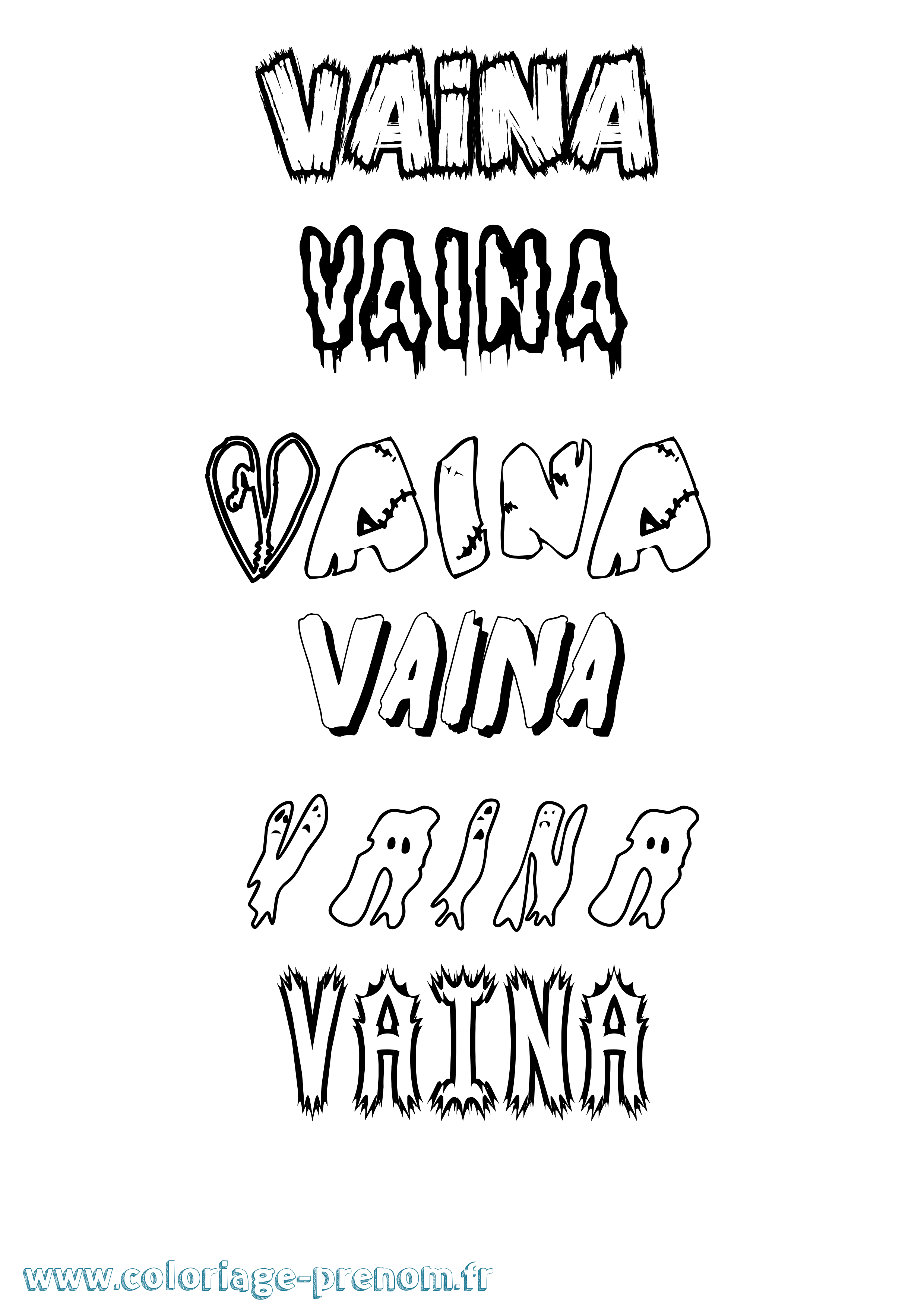 Coloriage prénom Vaina Frisson