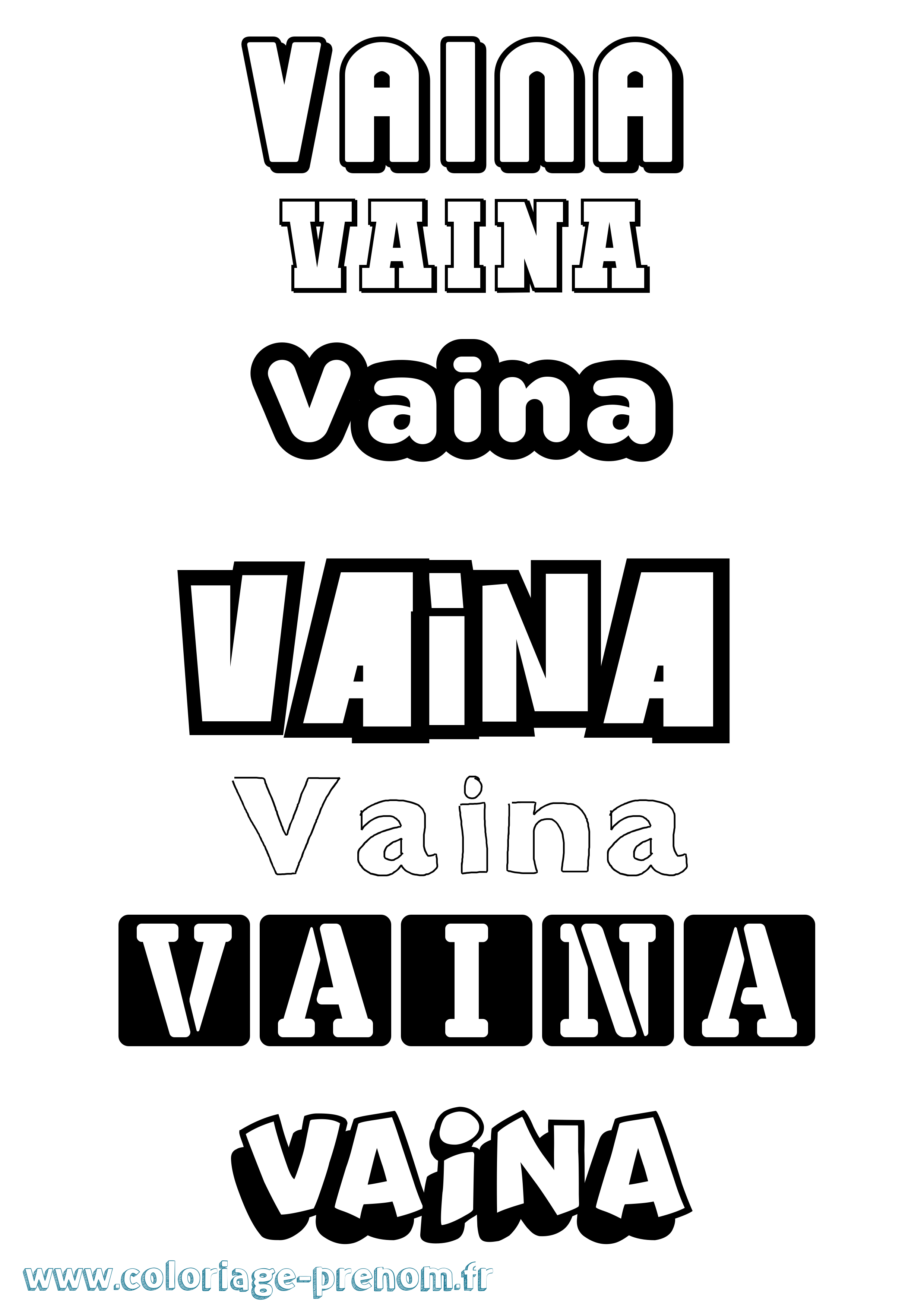 Coloriage prénom Vaina Simple