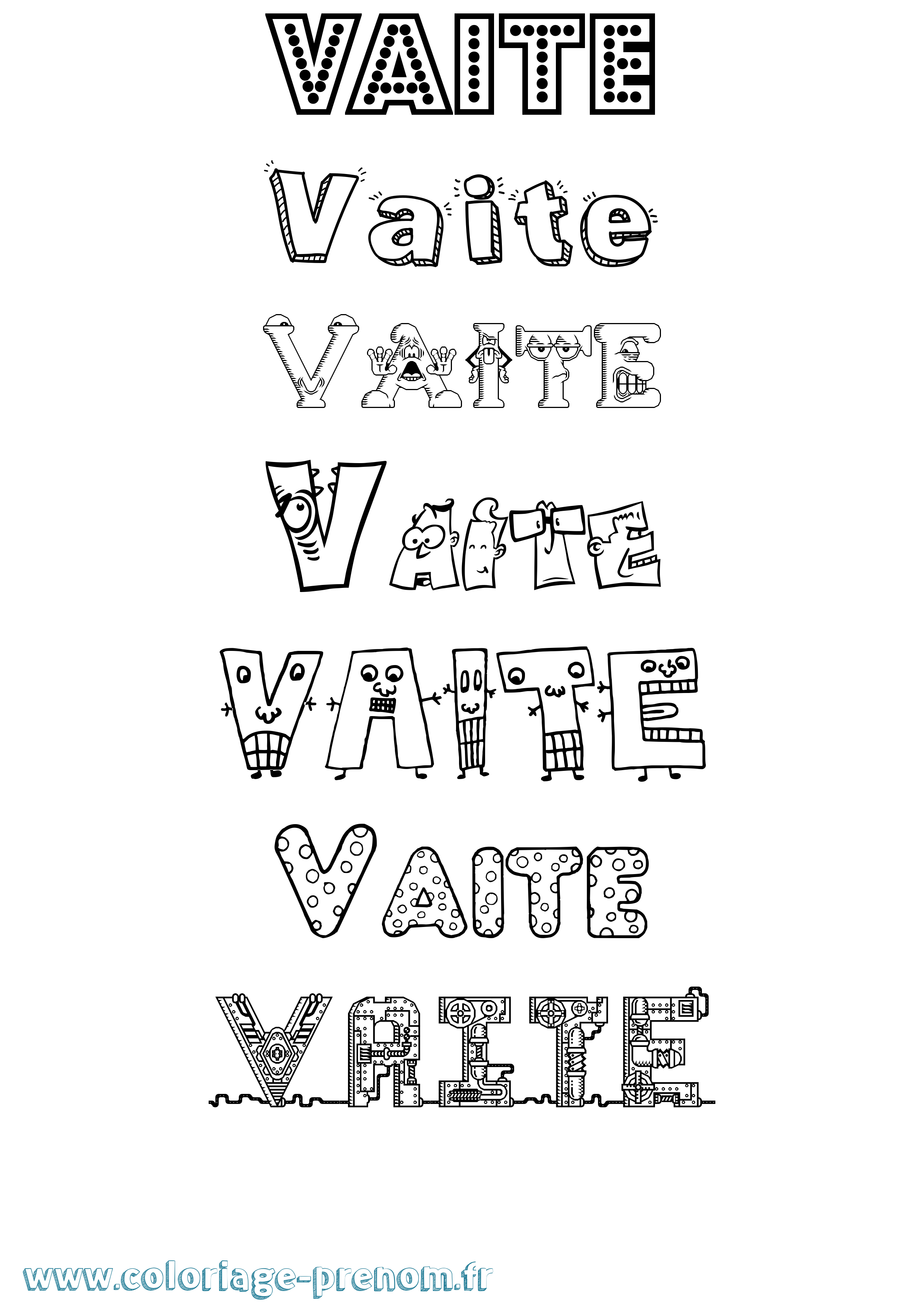 Coloriage Vaite Fun Coloriage prénom Vaite Fun