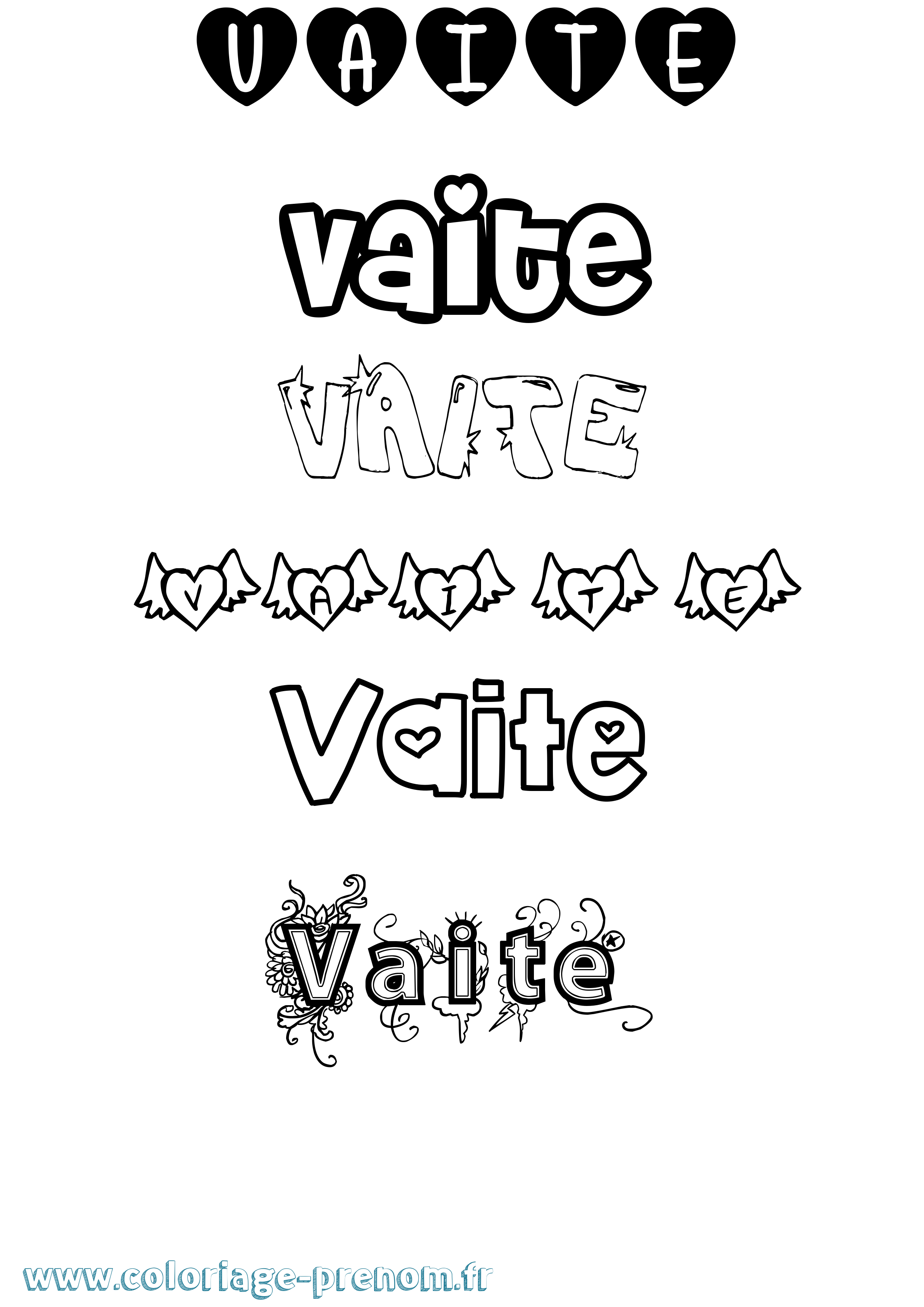 Coloriage Vaite Girly Coloriage prénom Vaite Girly