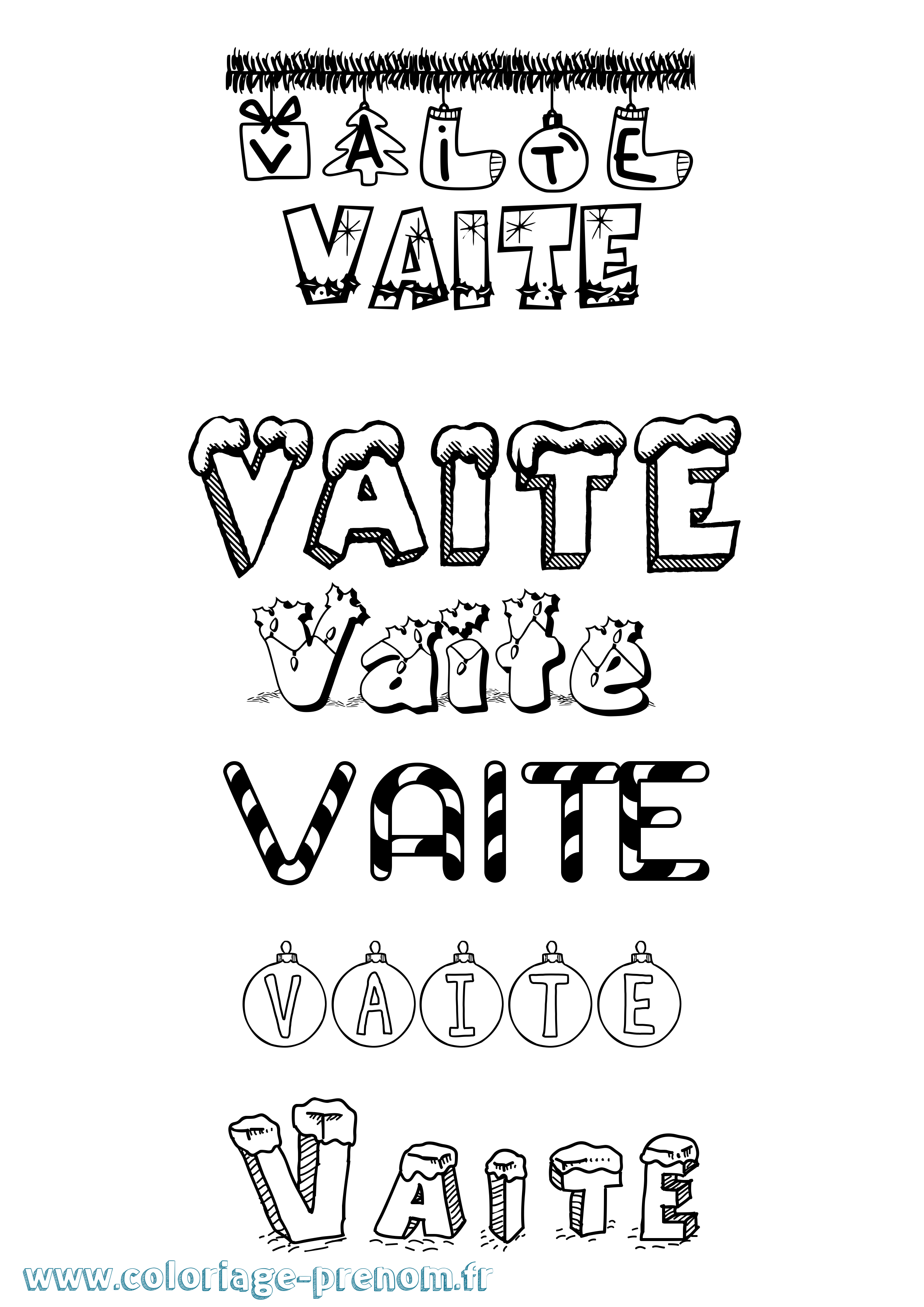 Coloriage Vaite Noël Coloriage prénom Vaite Noël
