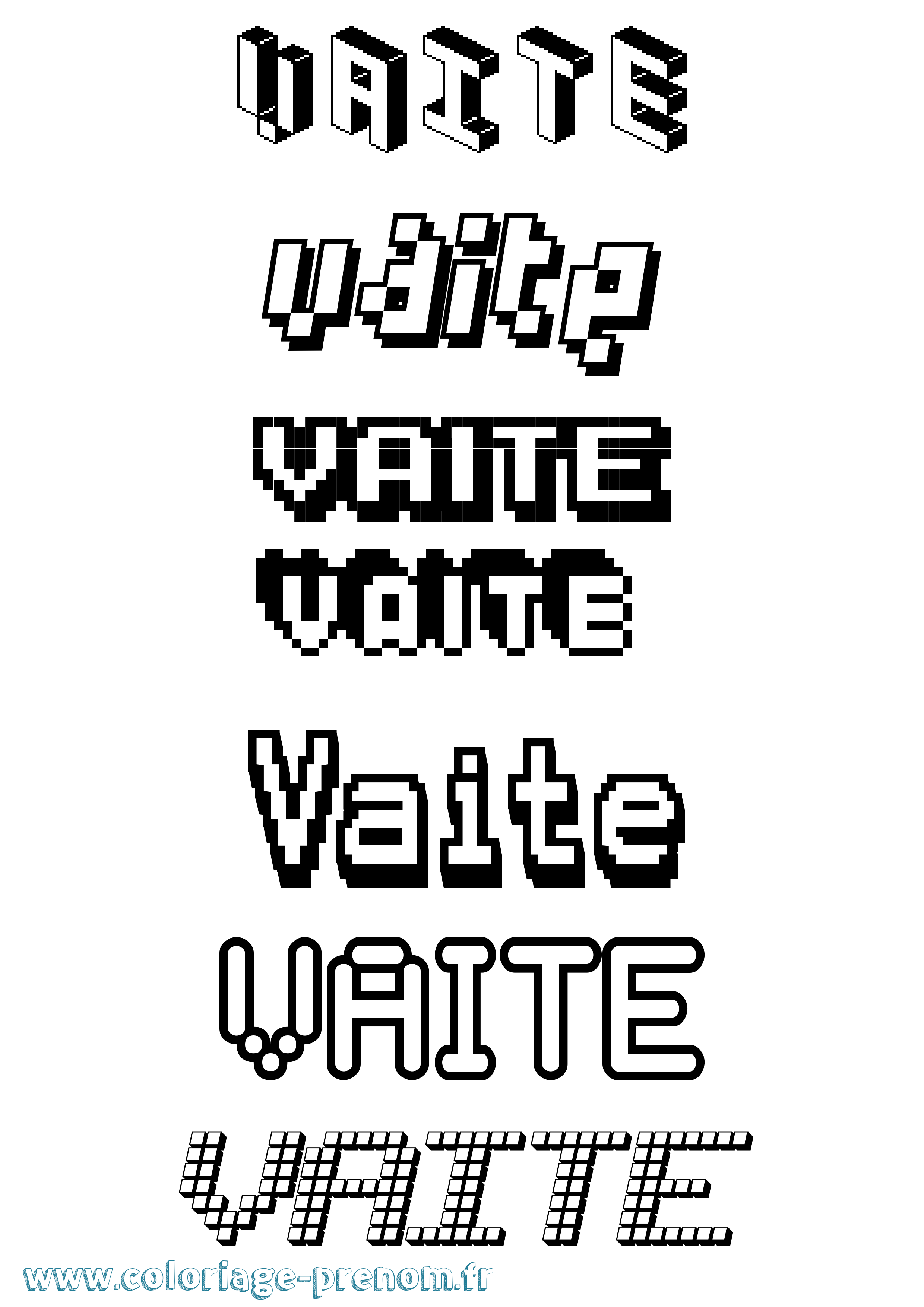 Coloriage Vaite Pixel Coloriage prénom Vaite Pixel