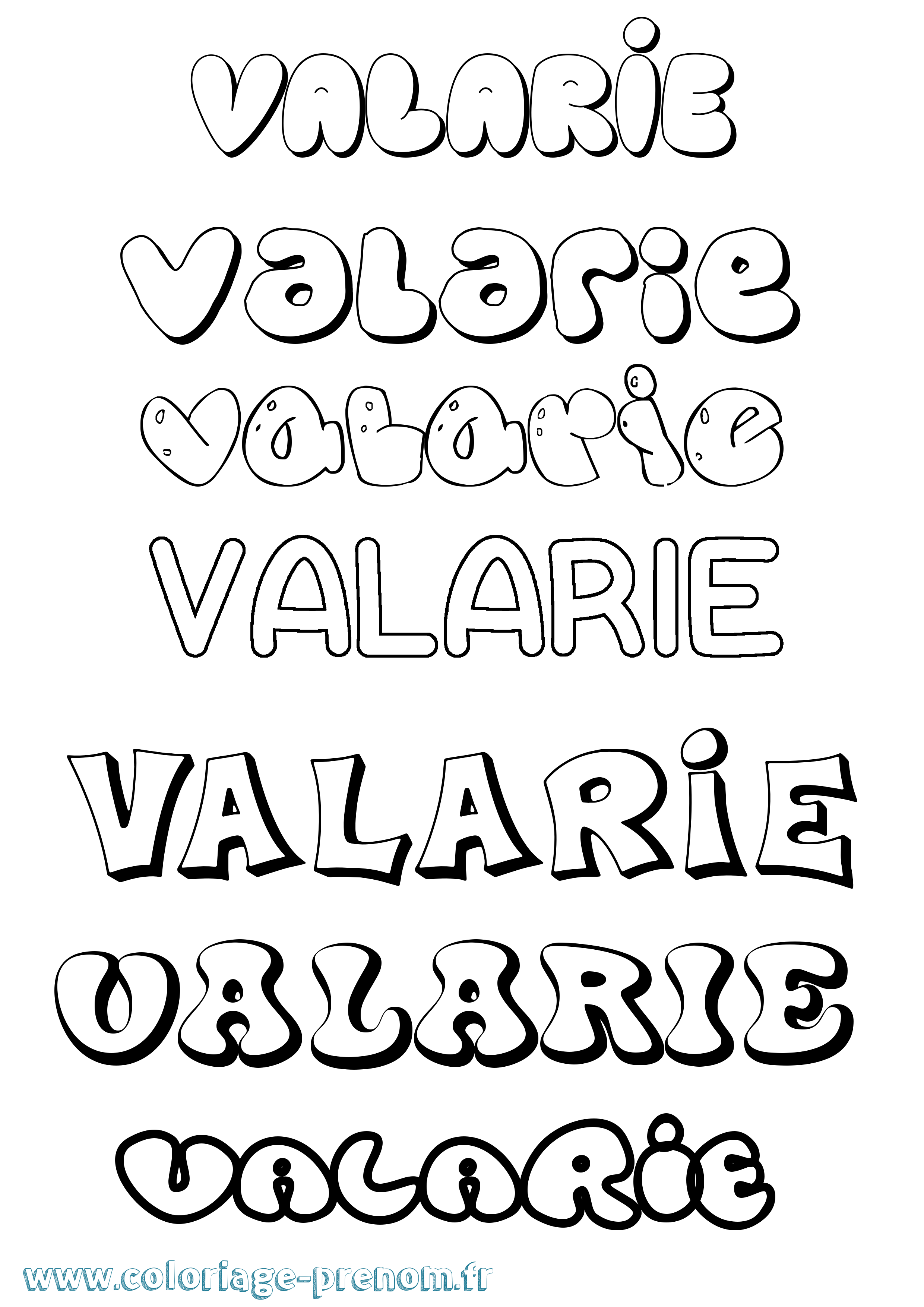 Coloriage Valarie Bubble Coloriage prénom Valarie Bubble
