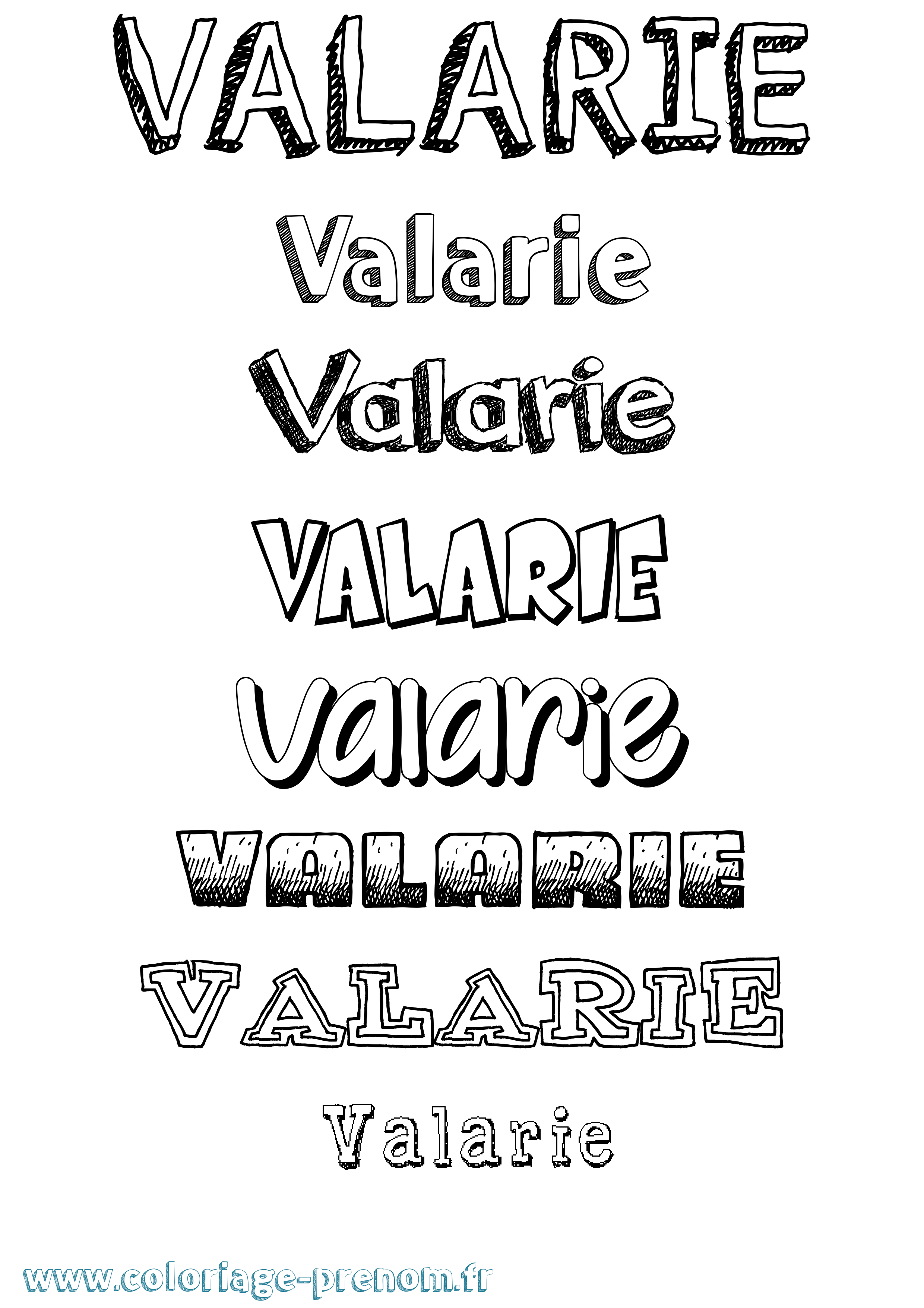 Coloriage prénom Valarie Dessiné