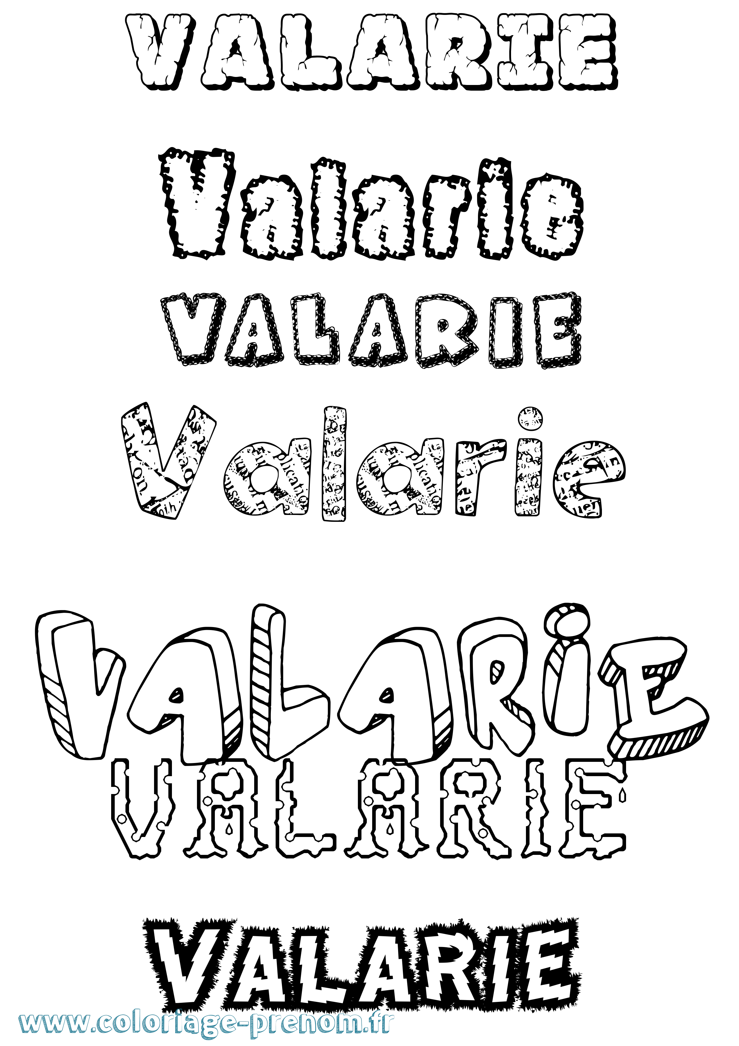 Coloriage prénom Valarie Destructuré