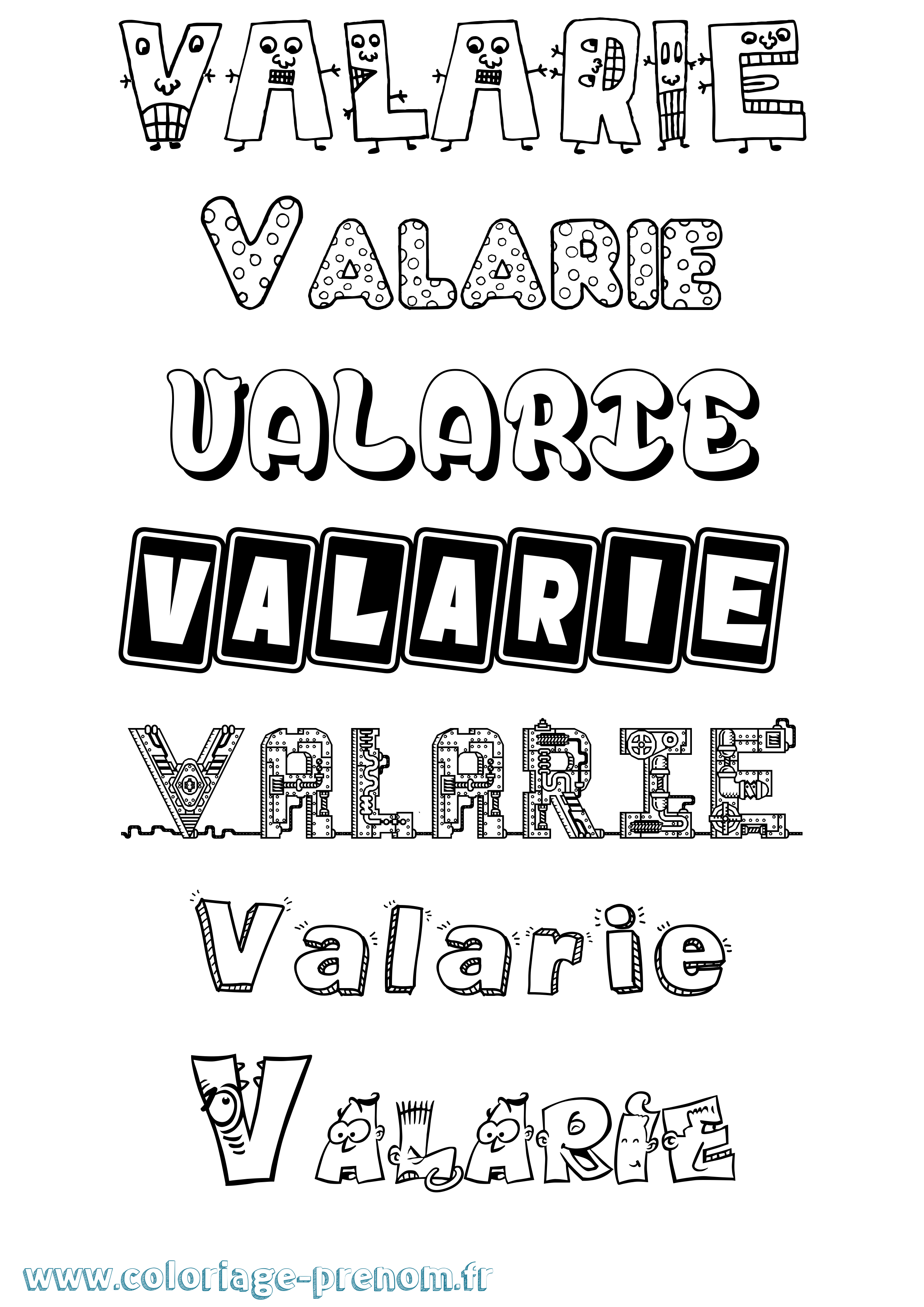 Coloriage prénom Valarie Fun