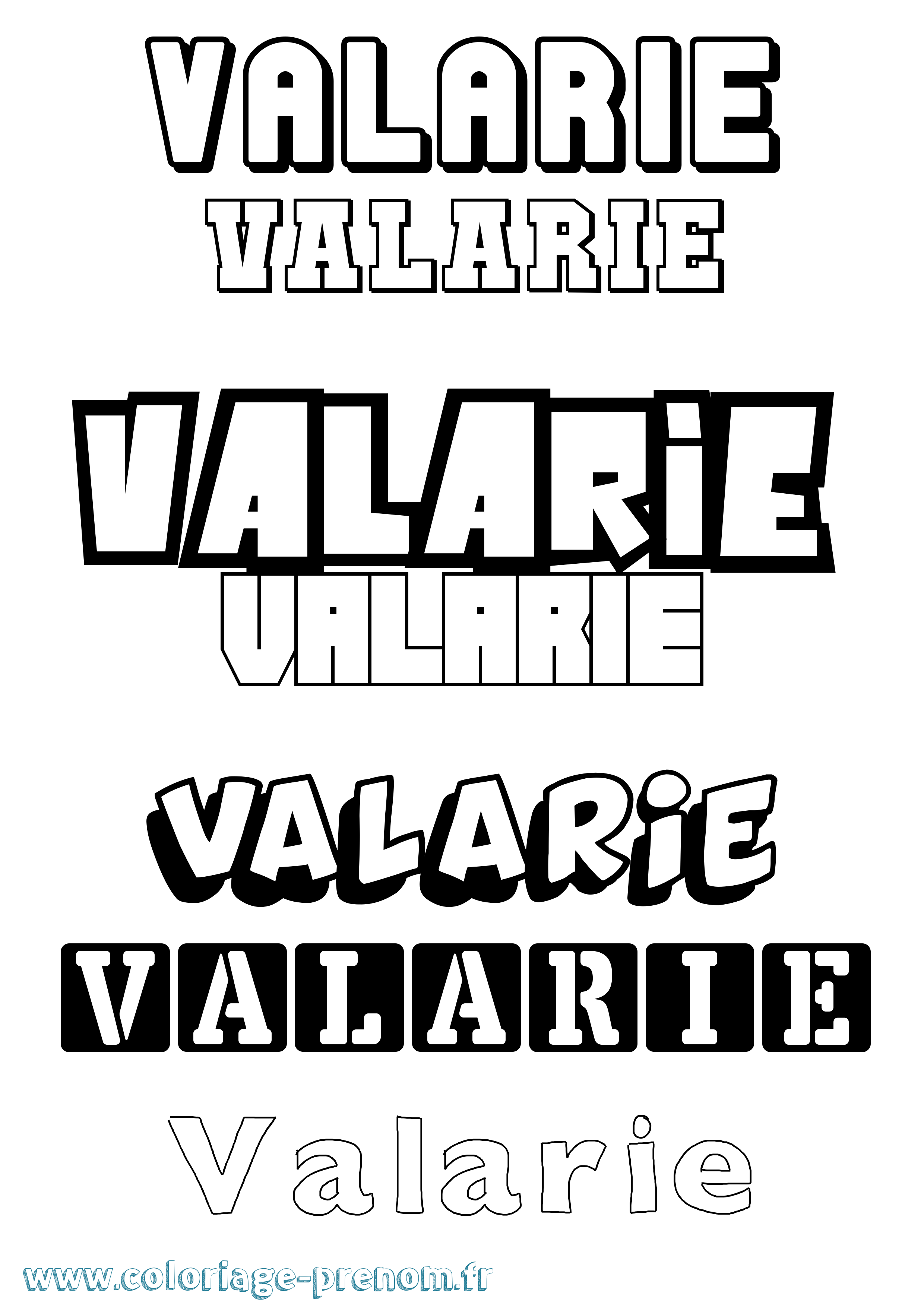 Coloriage prénom Valarie Simple