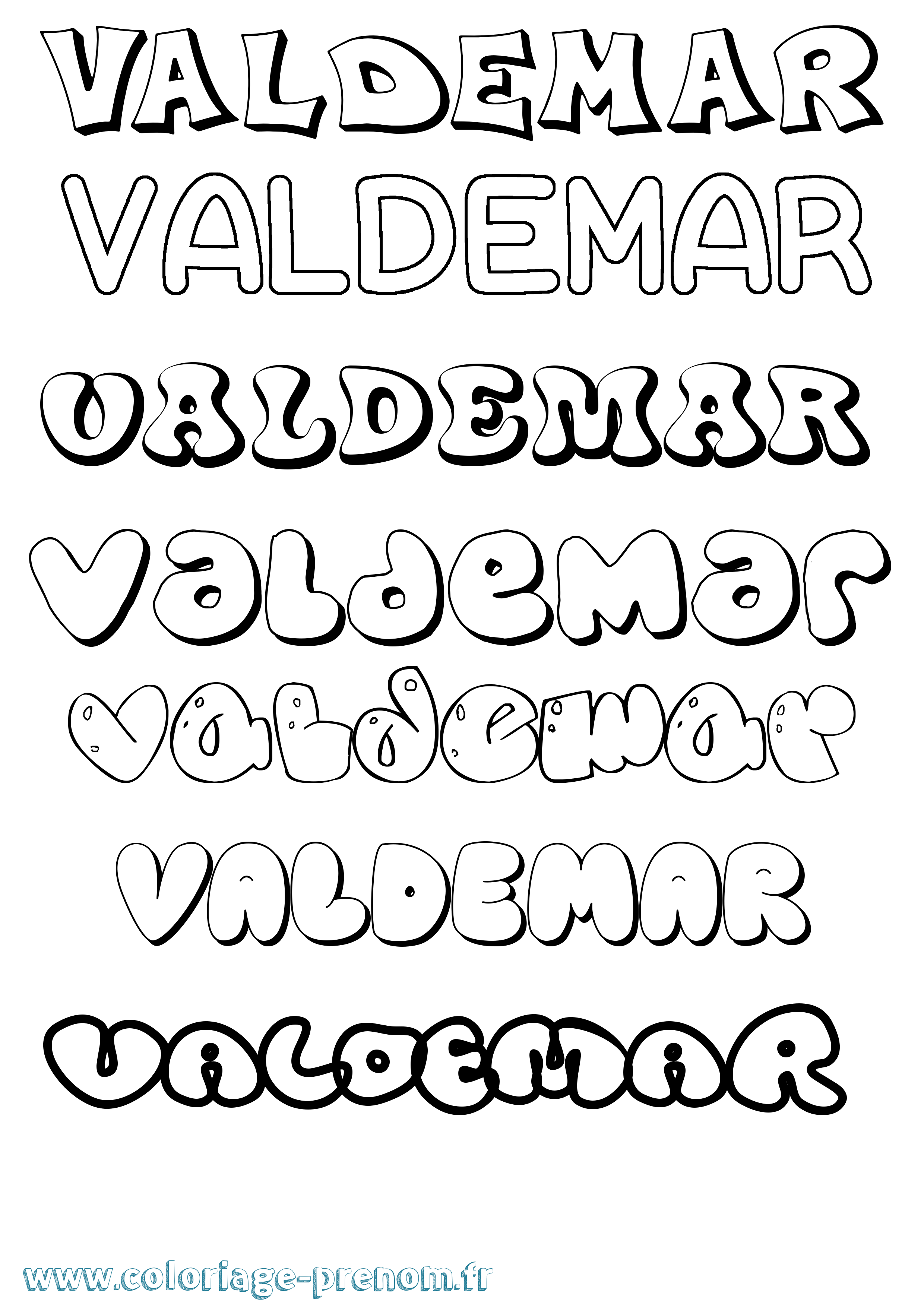 Coloriage Valdemar Bubble Coloriage prénom Valdemar Bubble