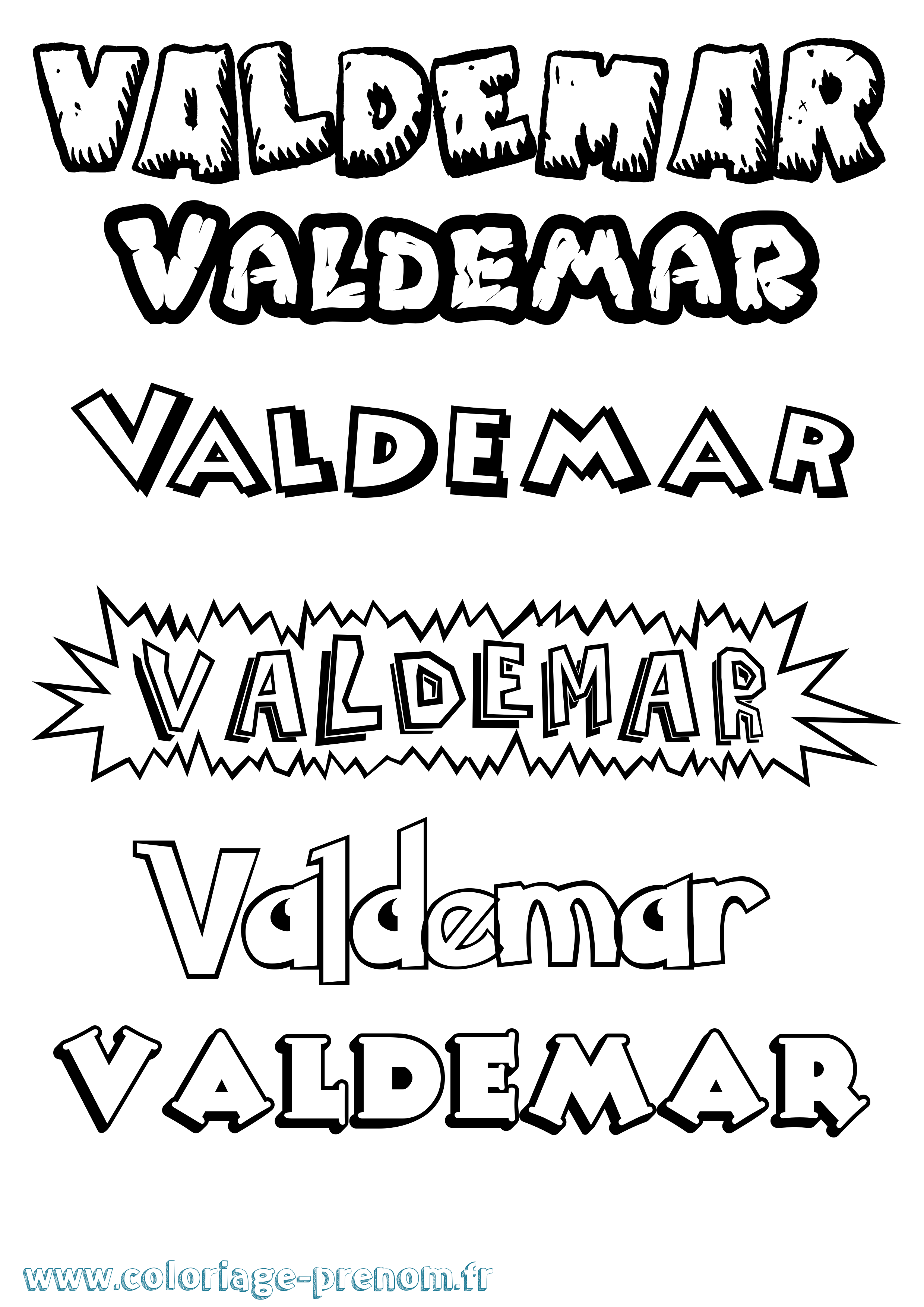 Coloriage Valdemar Dessin Animé Coloriage prénom Valdemar Dessin Animé