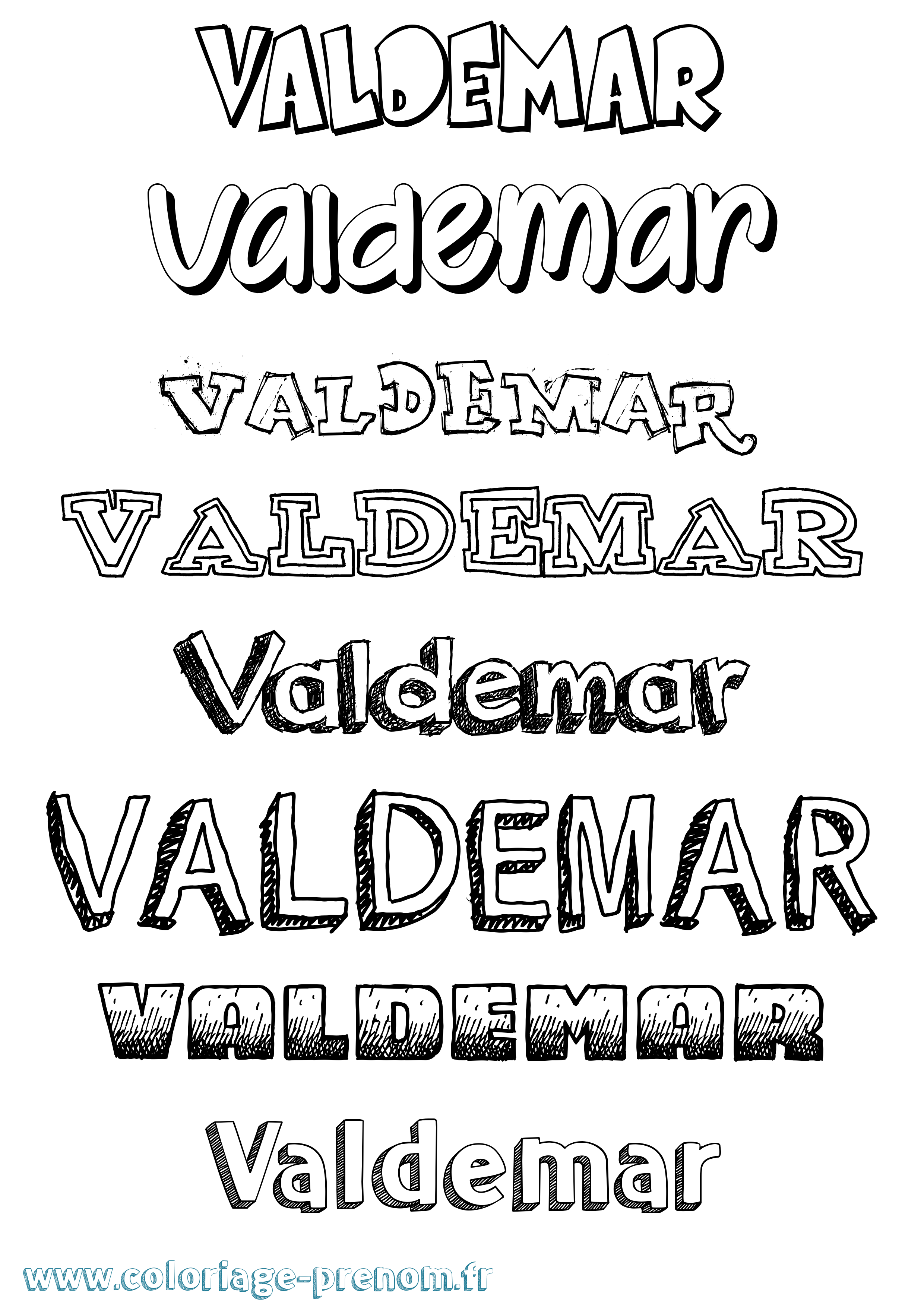 Coloriage Valdemar Dessiné Coloriage prénom Valdemar Dessiné