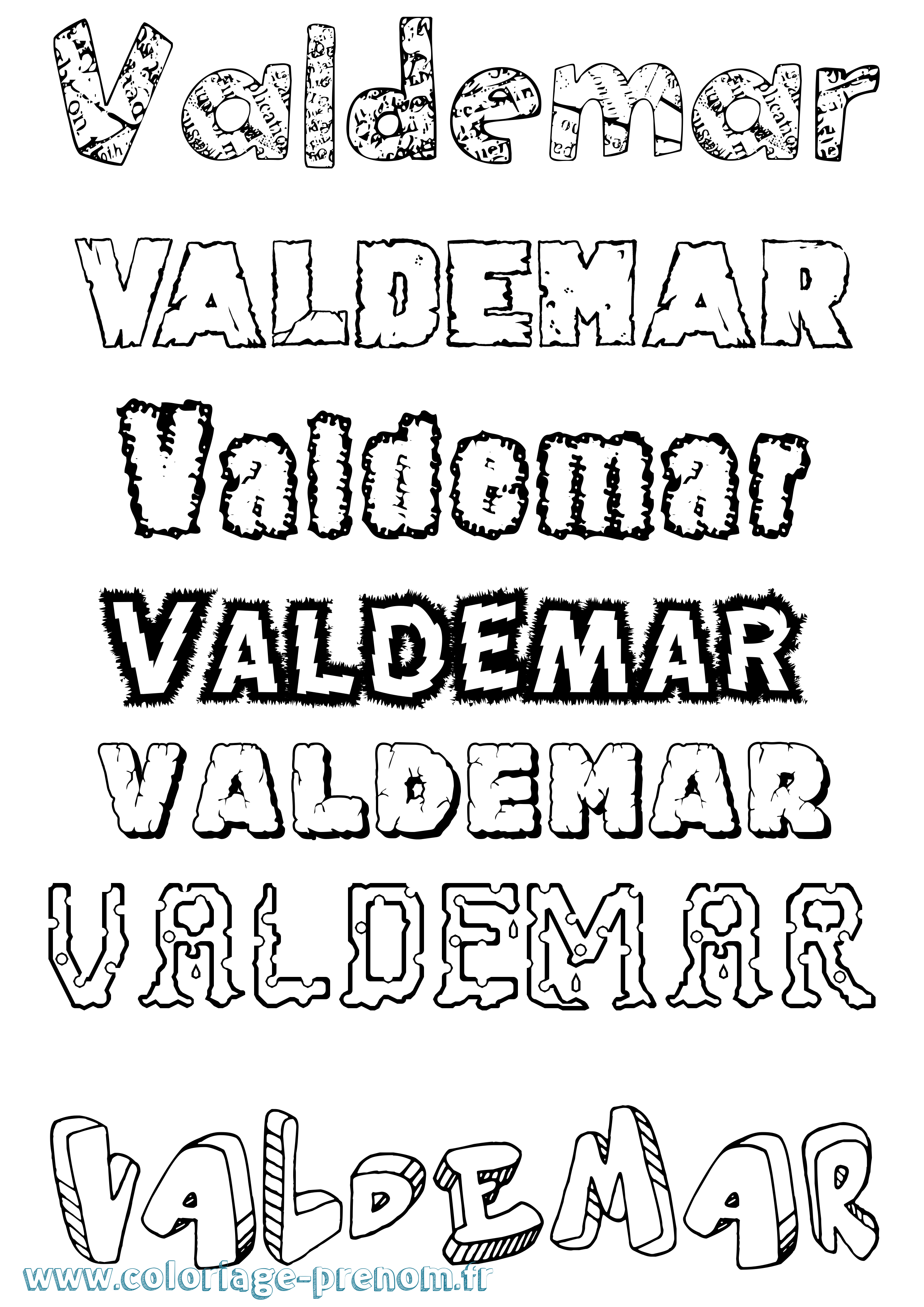 Coloriage Valdemar Destructuré Coloriage prénom Valdemar Destructuré