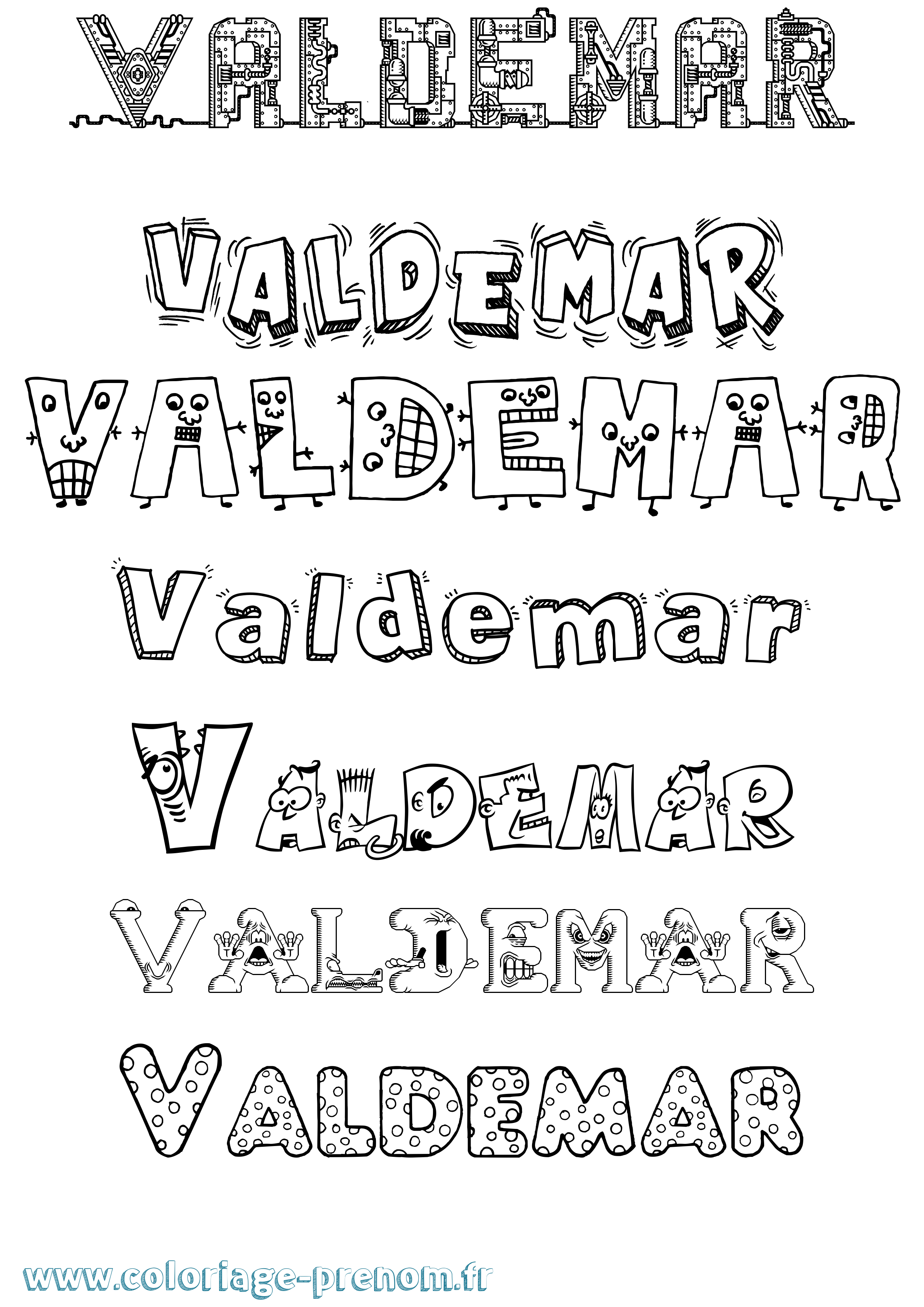 Coloriage Valdemar Fun Coloriage prénom Valdemar Fun
