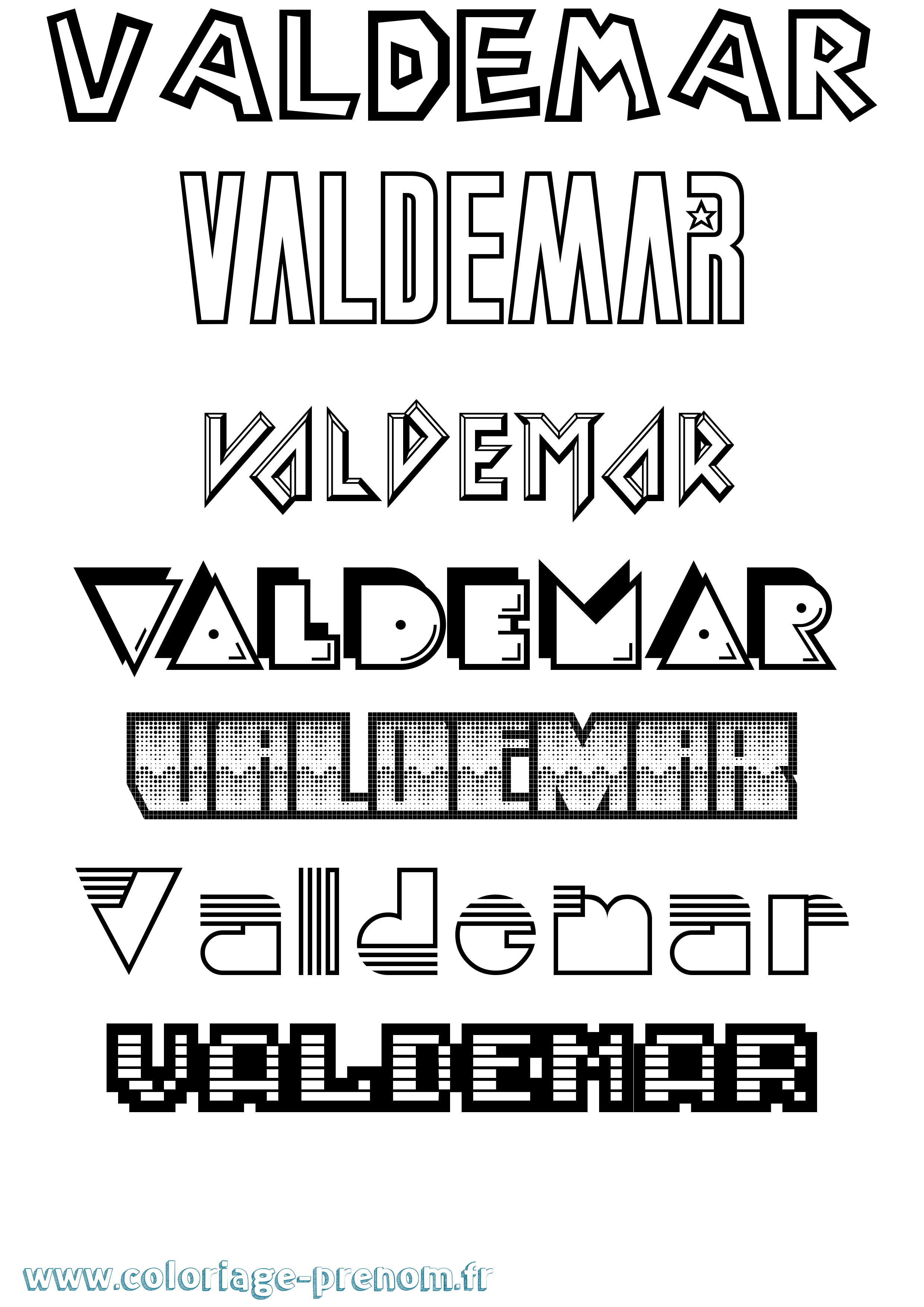 Coloriage Valdemar Jeux Vidéos Coloriage prénom Valdemar Jeux Vidéos