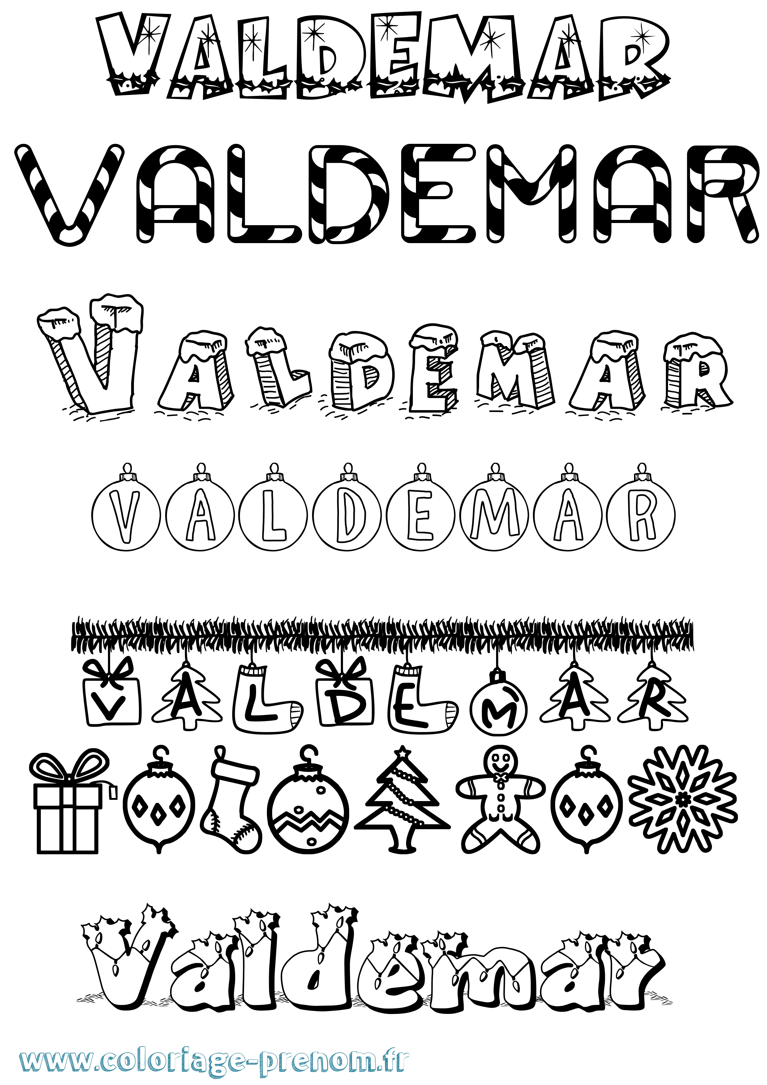 Coloriage Valdemar Noël Coloriage prénom Valdemar Noël
