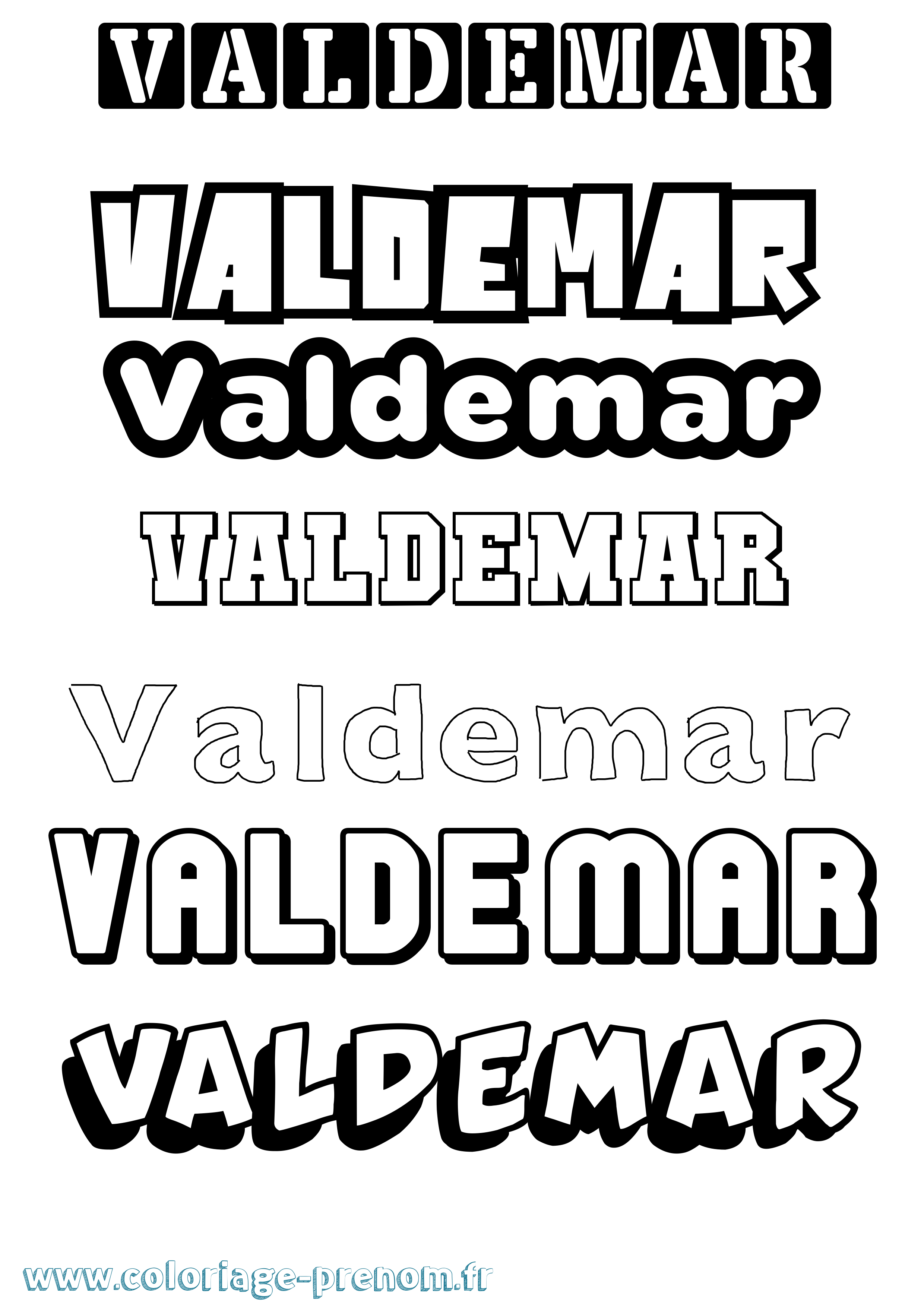 Coloriage Valdemar Simple Coloriage prénom Valdemar Simple