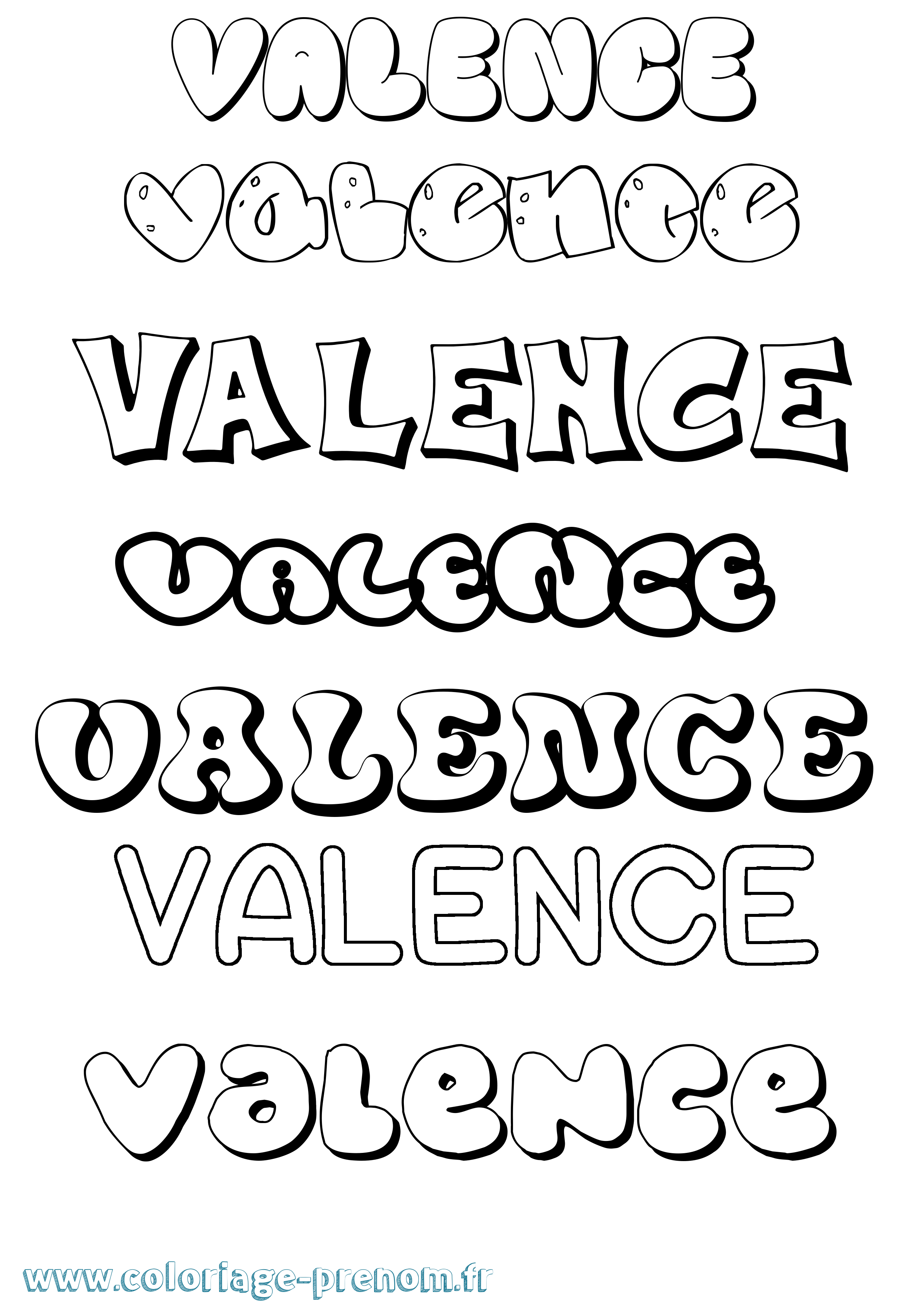 Coloriage Valence Bubble Coloriage prénom Valence Bubble