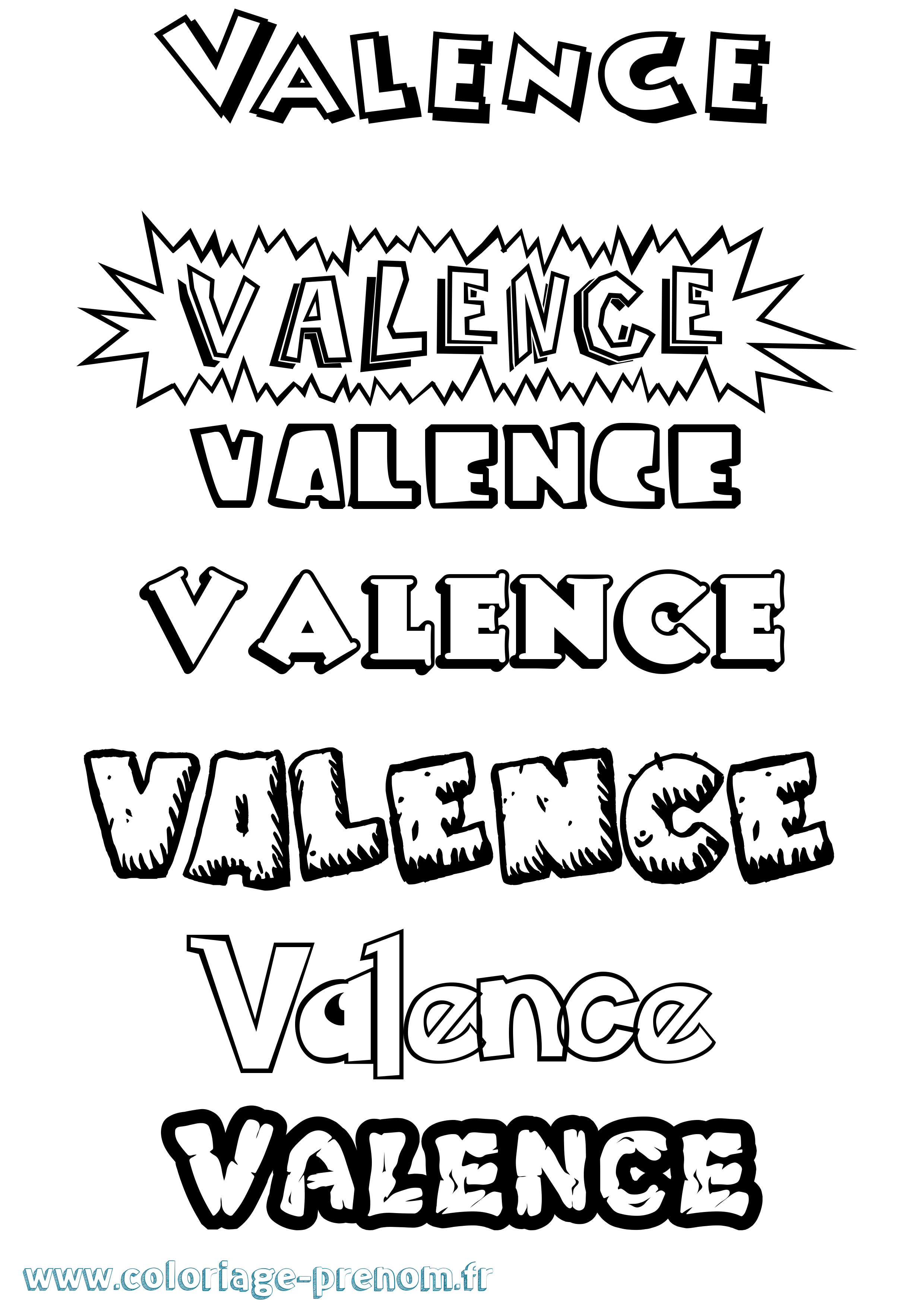 Coloriage Valence Dessin Animé Coloriage prénom Valence Dessin Animé