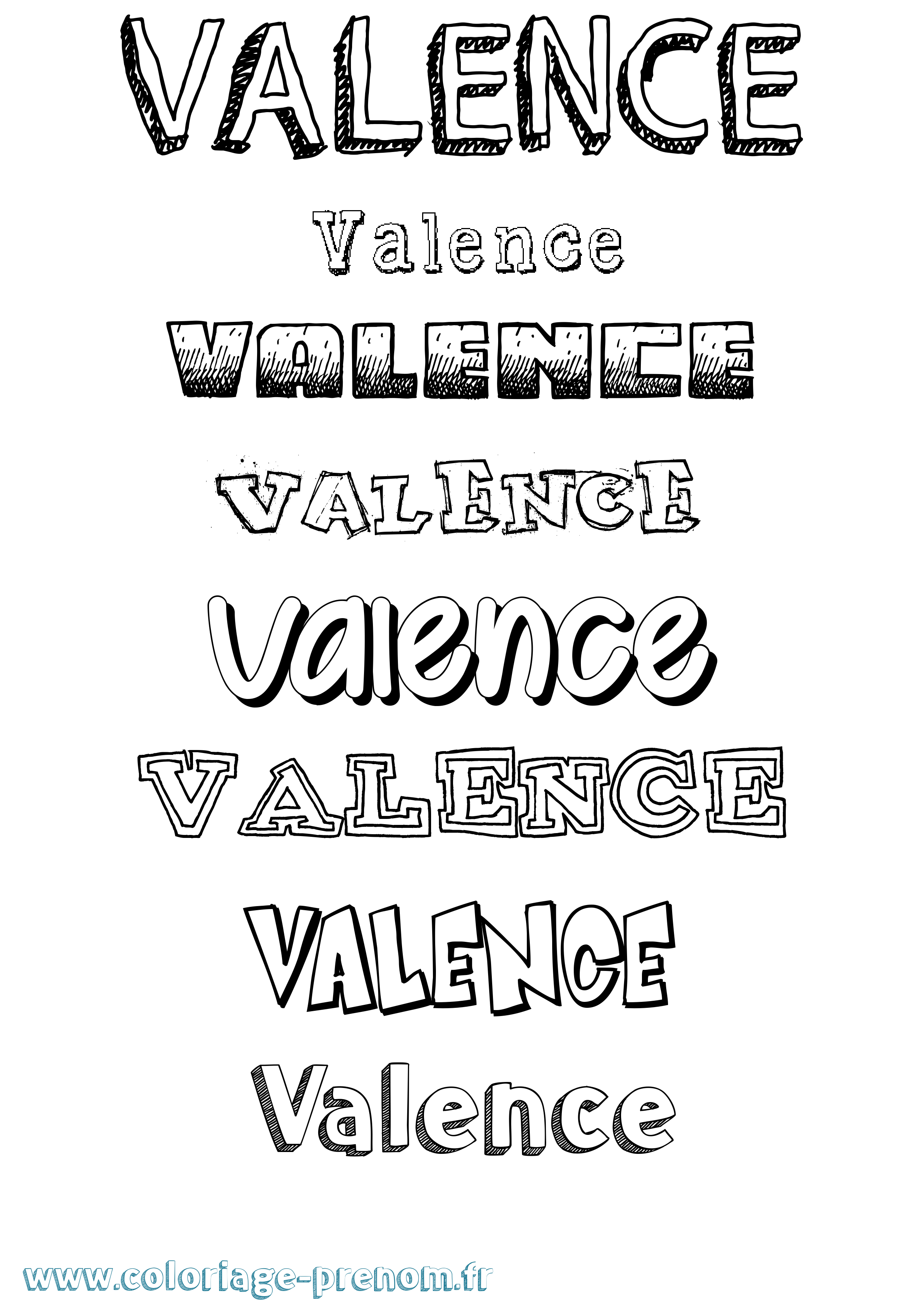 Coloriage Valence Dessiné Coloriage prénom Valence Dessiné