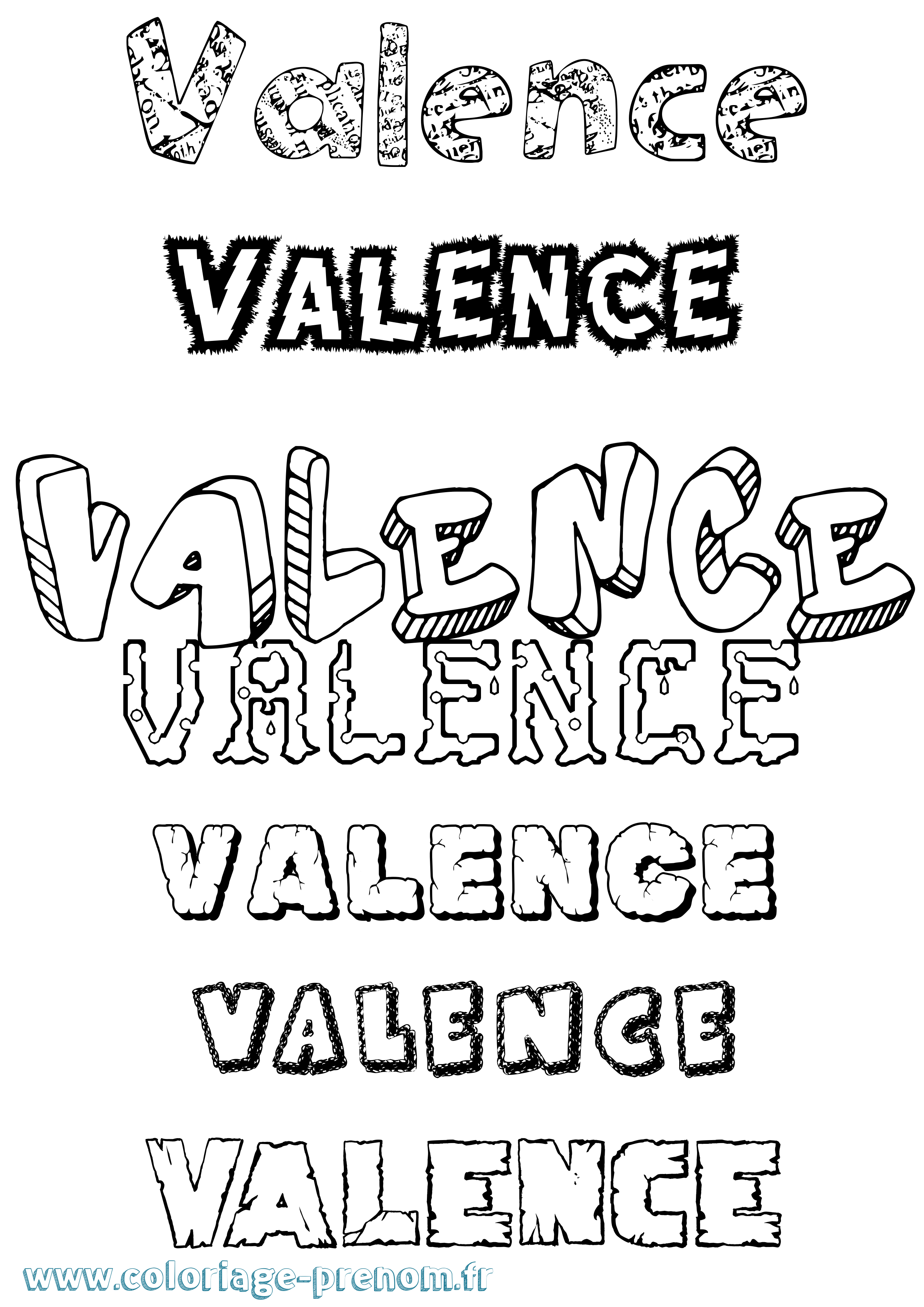 Coloriage Valence Destructuré Coloriage prénom Valence Destructuré