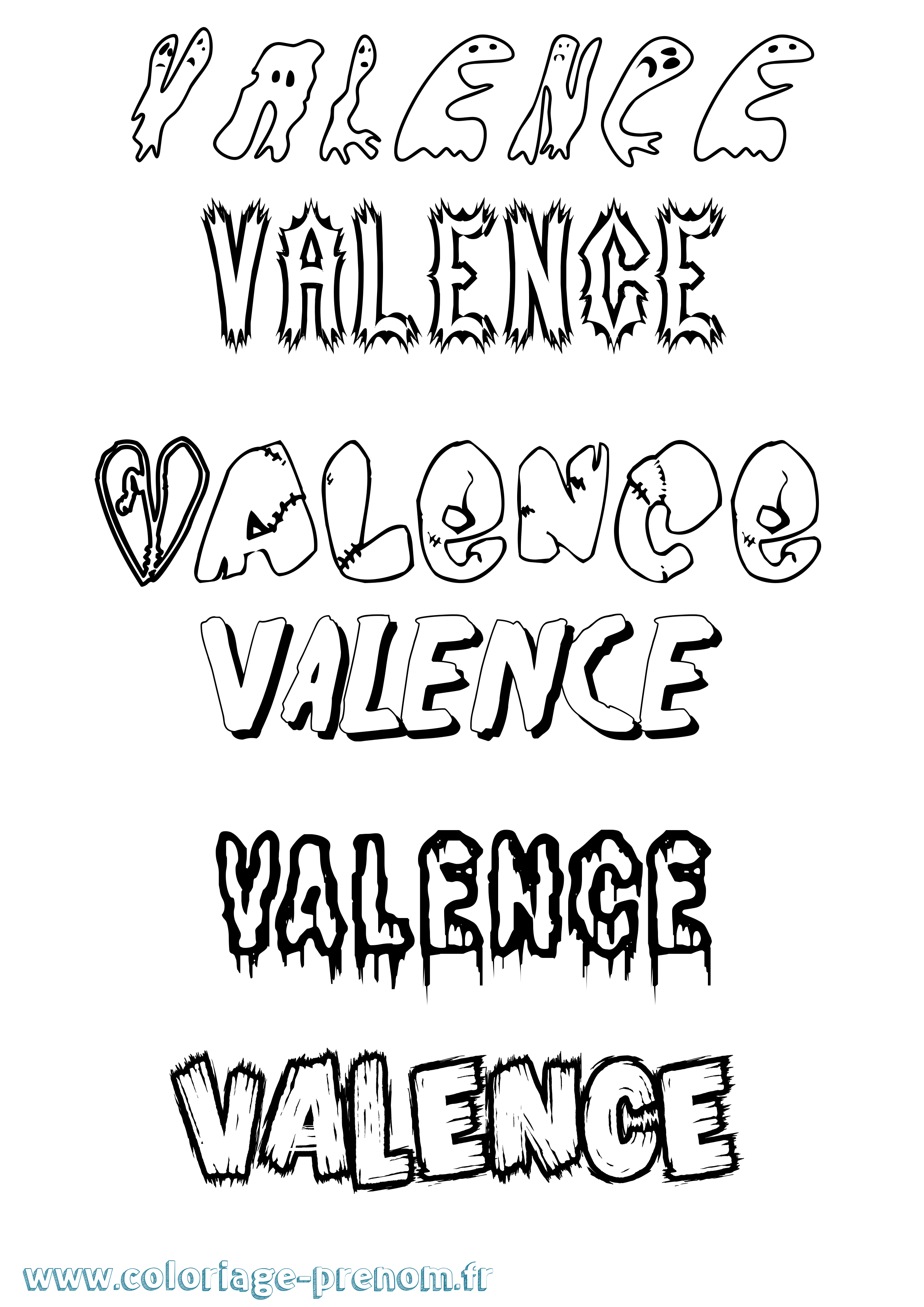 Coloriage Valence Frisson Coloriage prénom Valence Frisson