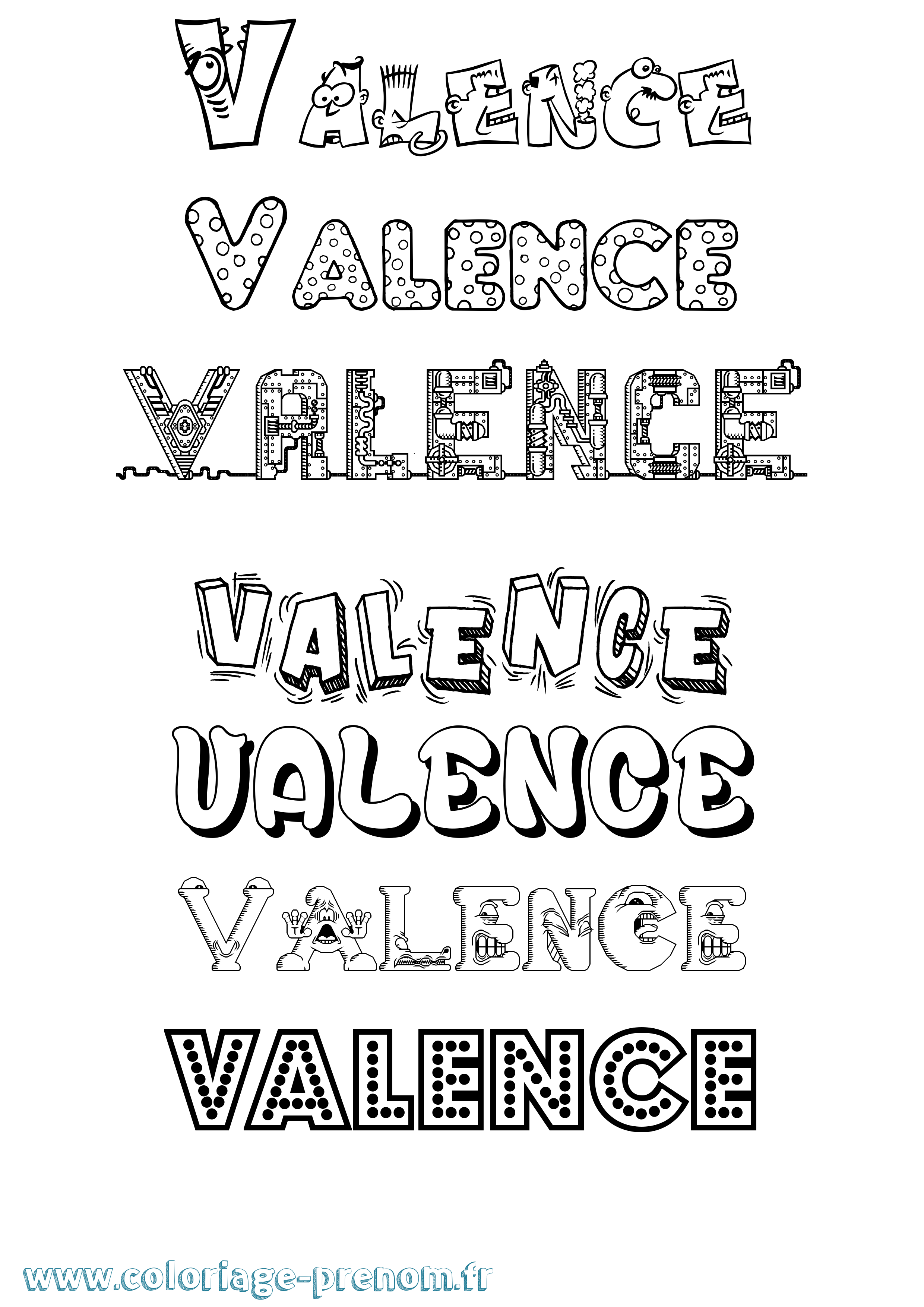 Coloriage Valence Fun Coloriage prénom Valence Fun
