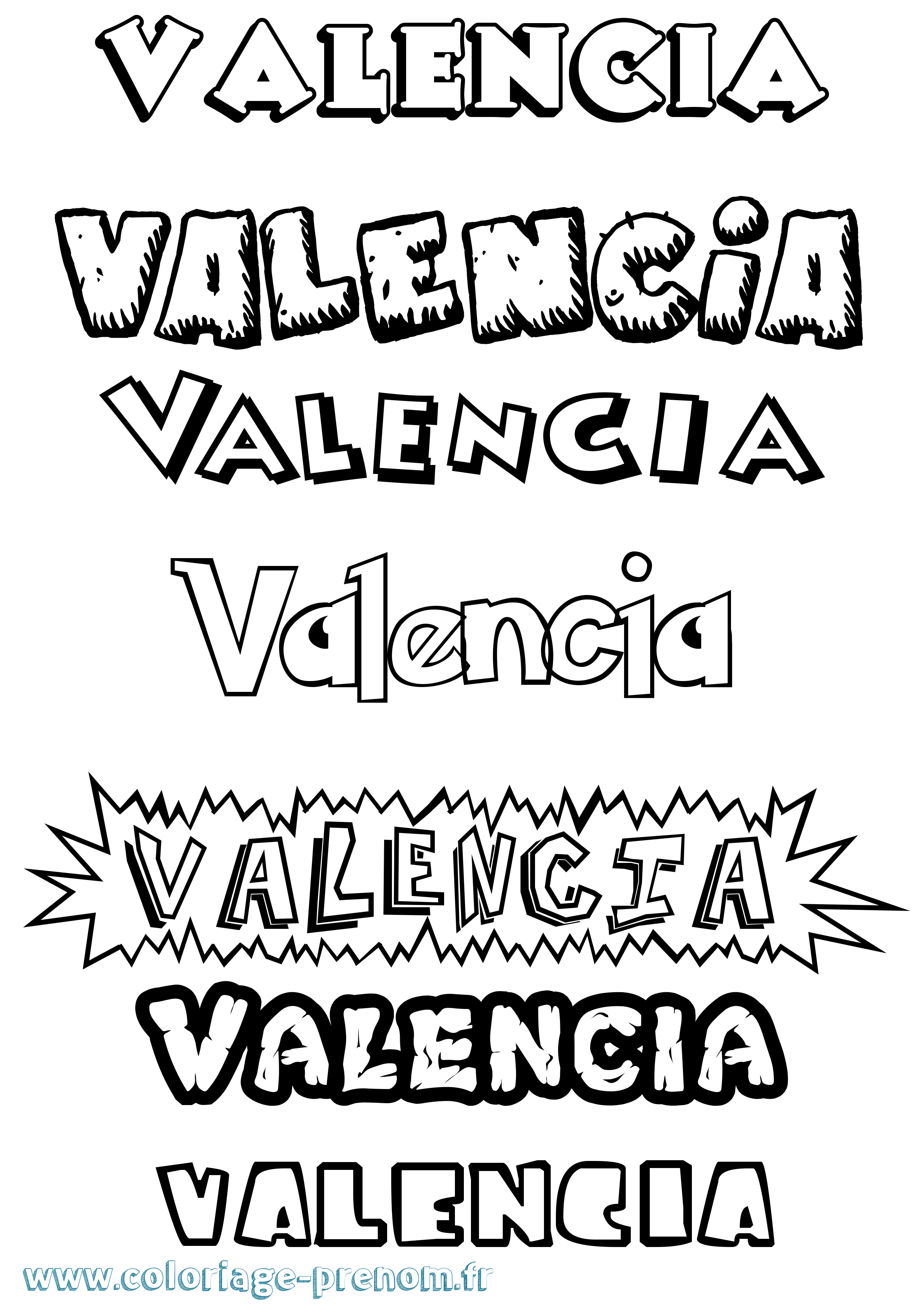 Coloriage prénom Valencia Dessin Animé