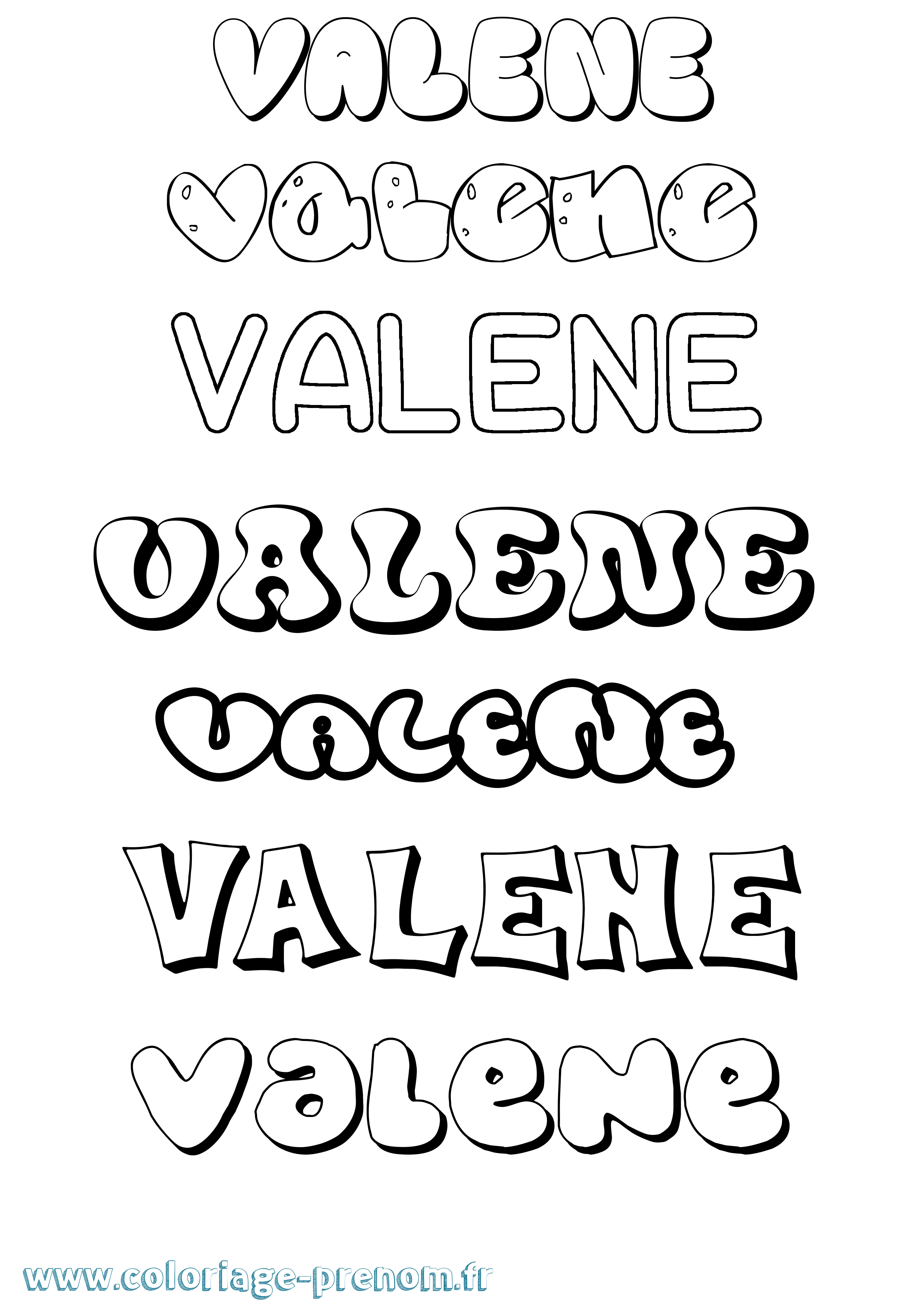 Coloriage Valene Bubble Coloriage prénom Valene Bubble