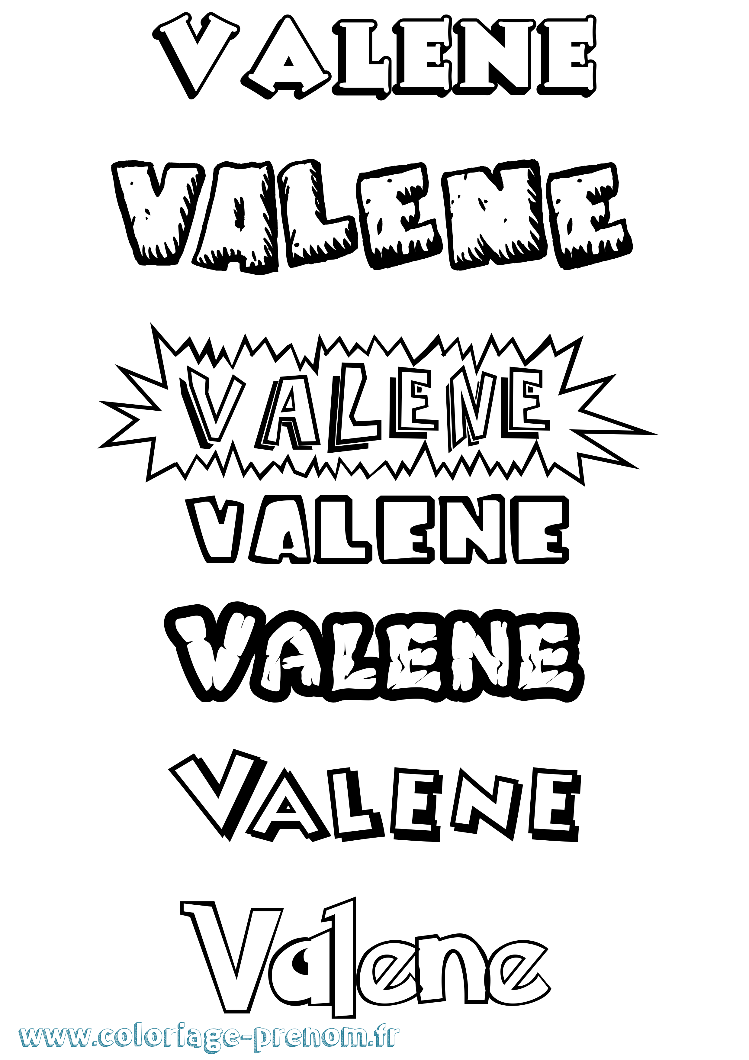 Coloriage Valene Dessin Animé Coloriage prénom Valene Dessin Animé