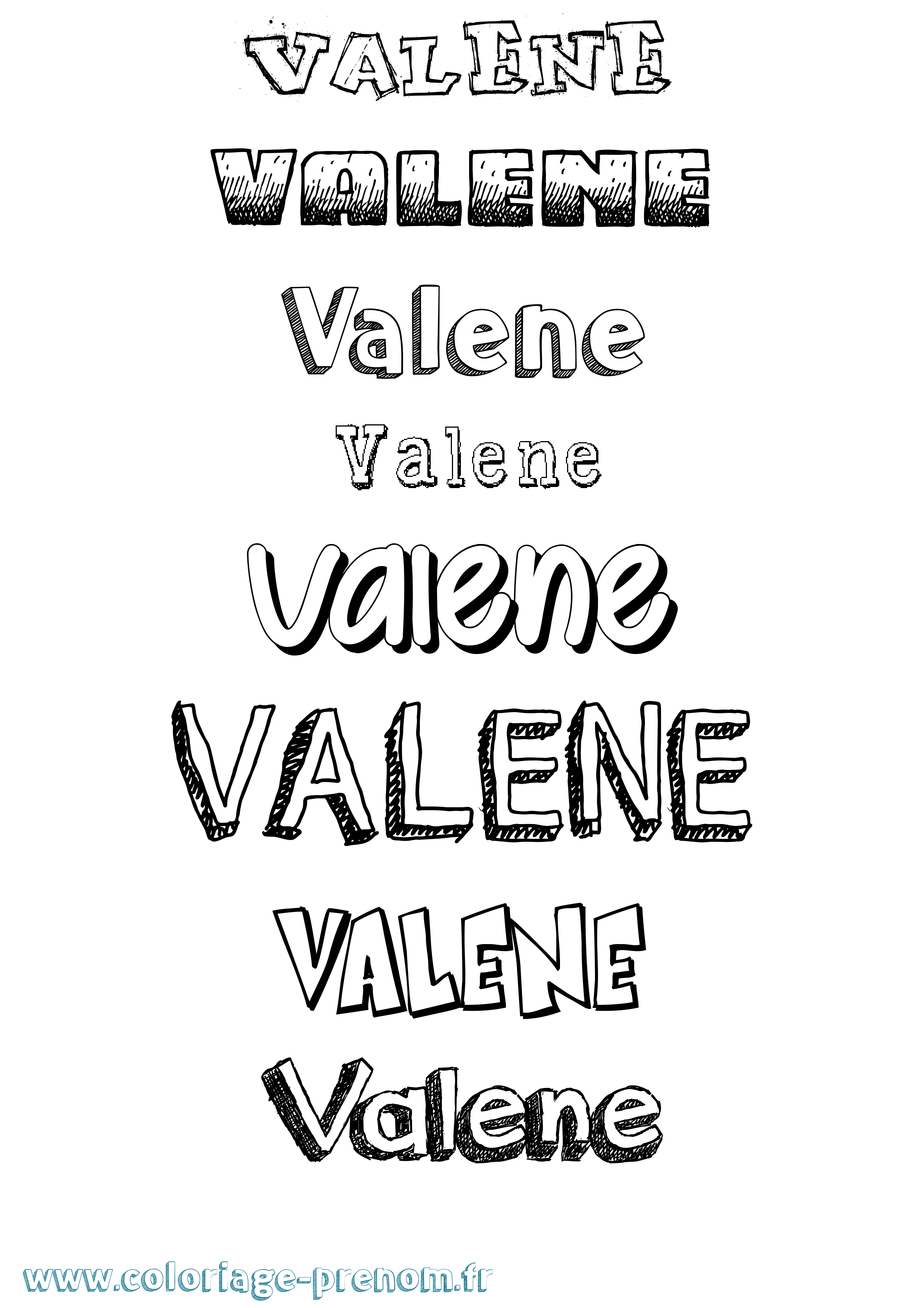 Coloriage Valene Dessiné Coloriage prénom Valene Dessiné
