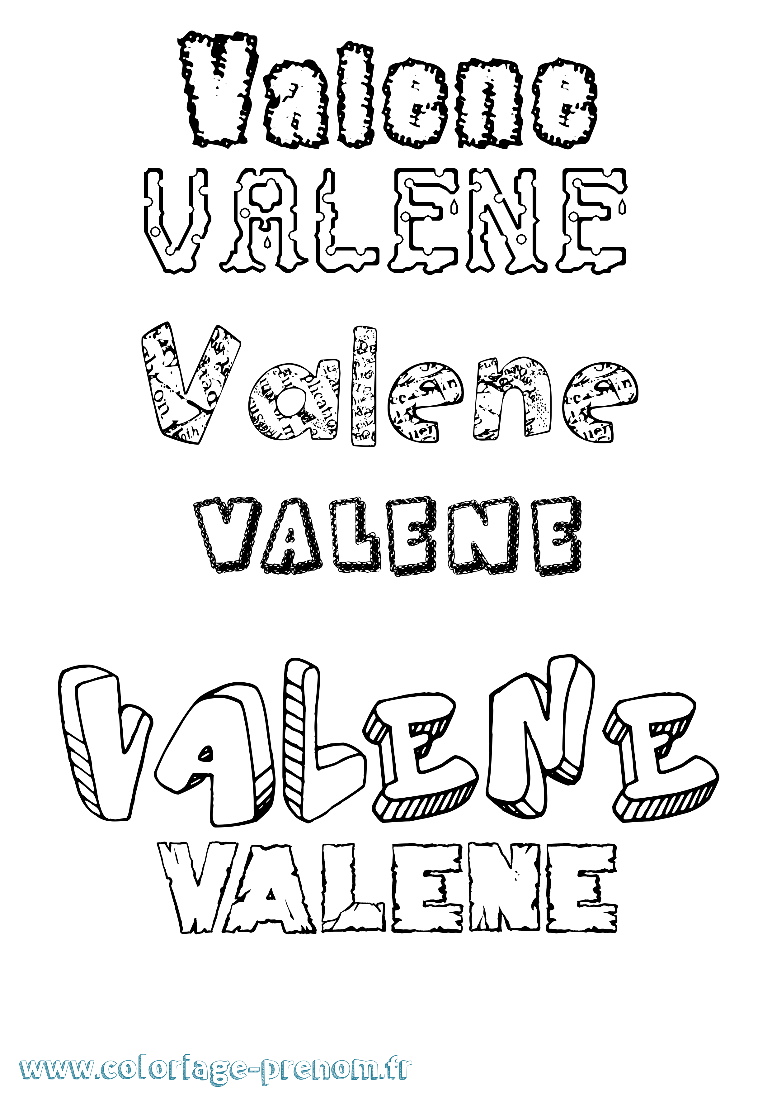 Coloriage Valene Destructuré Coloriage prénom Valene Destructuré