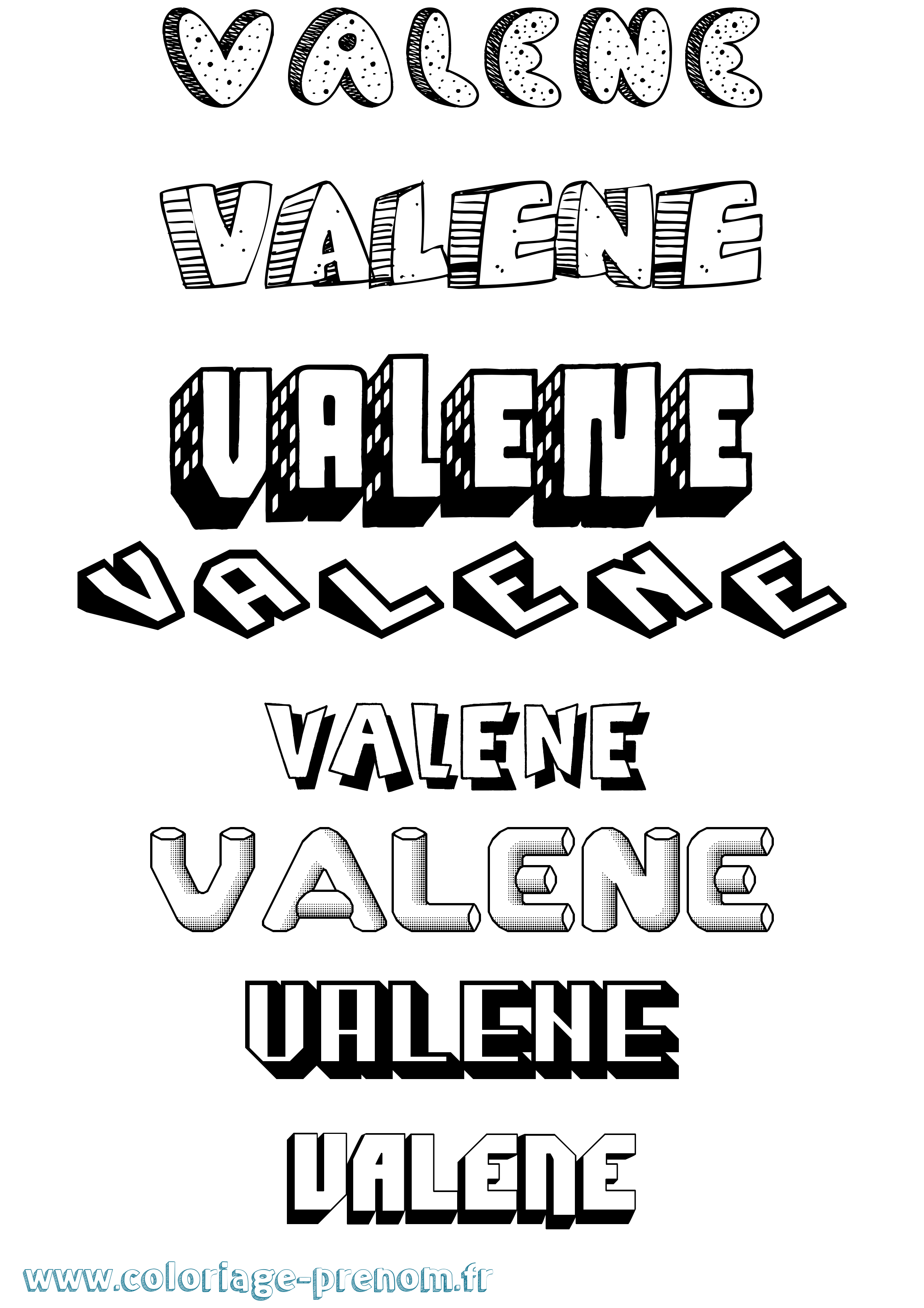 Coloriage Valene Effet 3D Coloriage prénom Valene Effet 3D