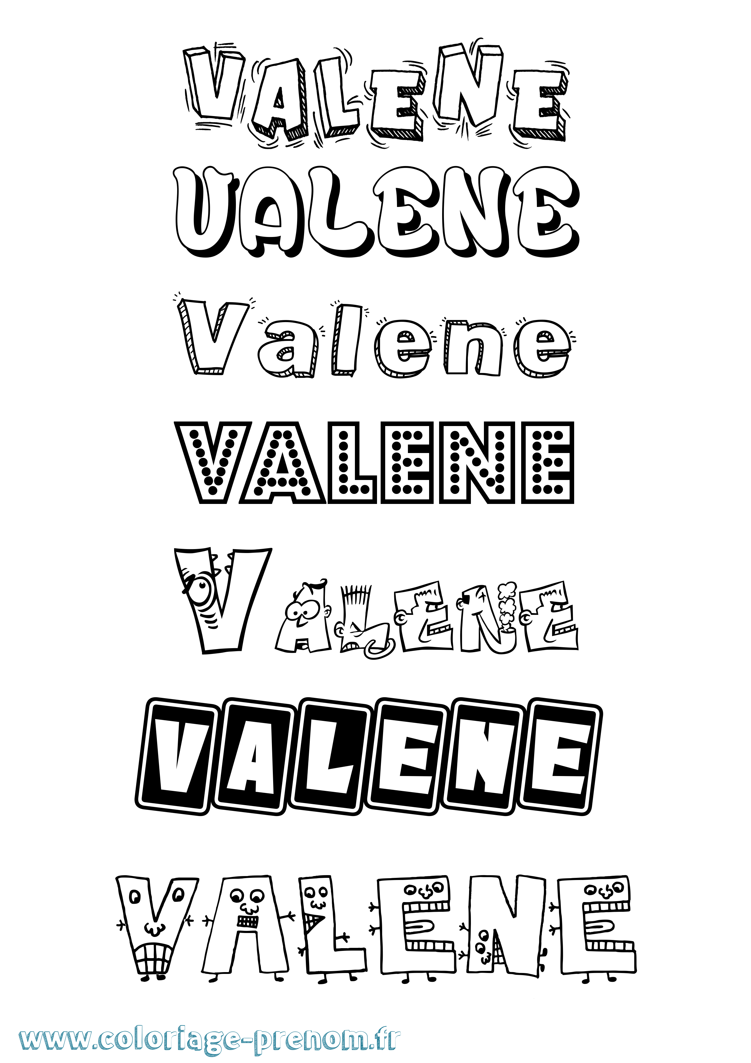 Coloriage Valene Fun Coloriage prénom Valene Fun