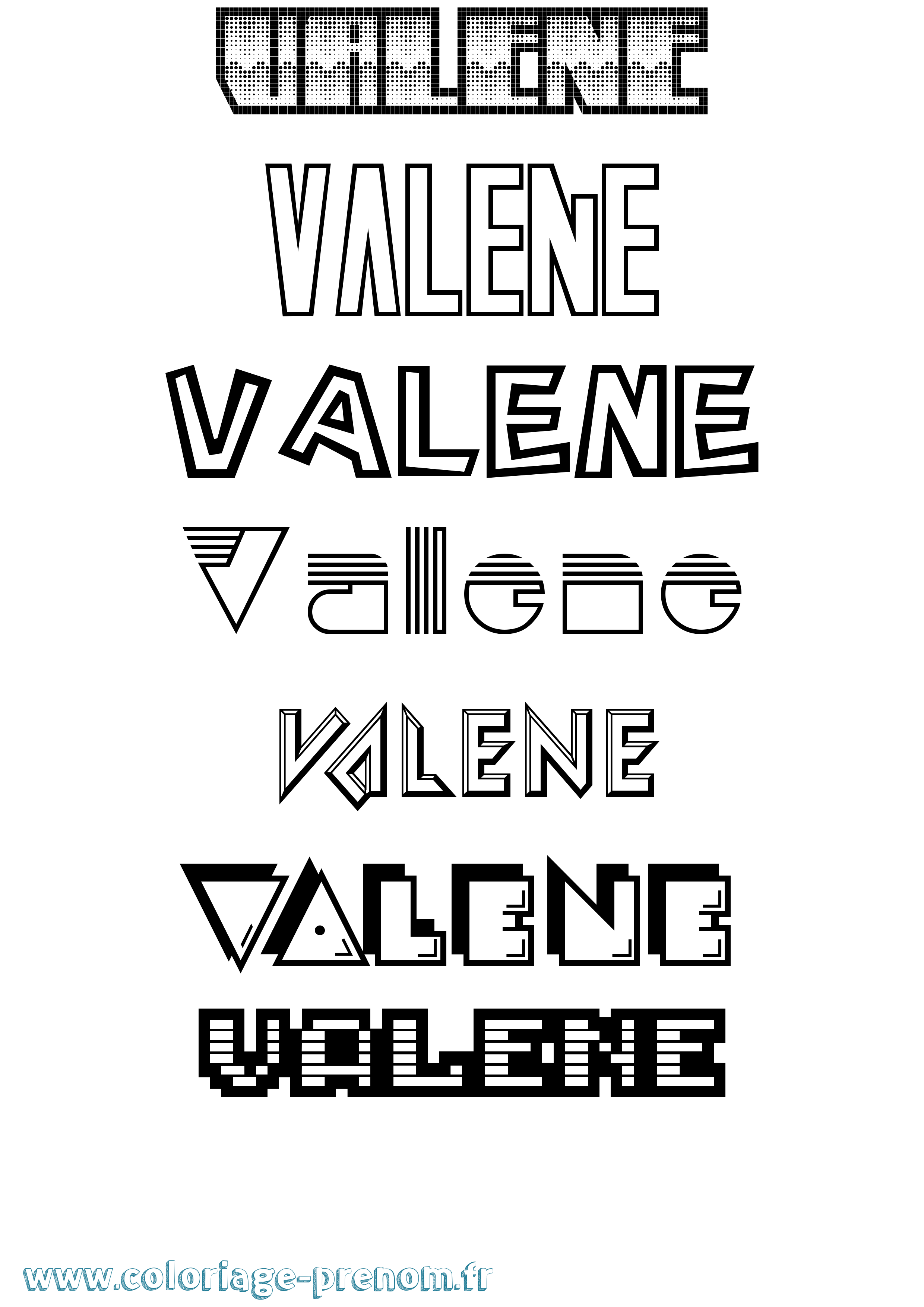 Coloriage Valene Jeux Vidéos Coloriage prénom Valene Jeux Vidéos