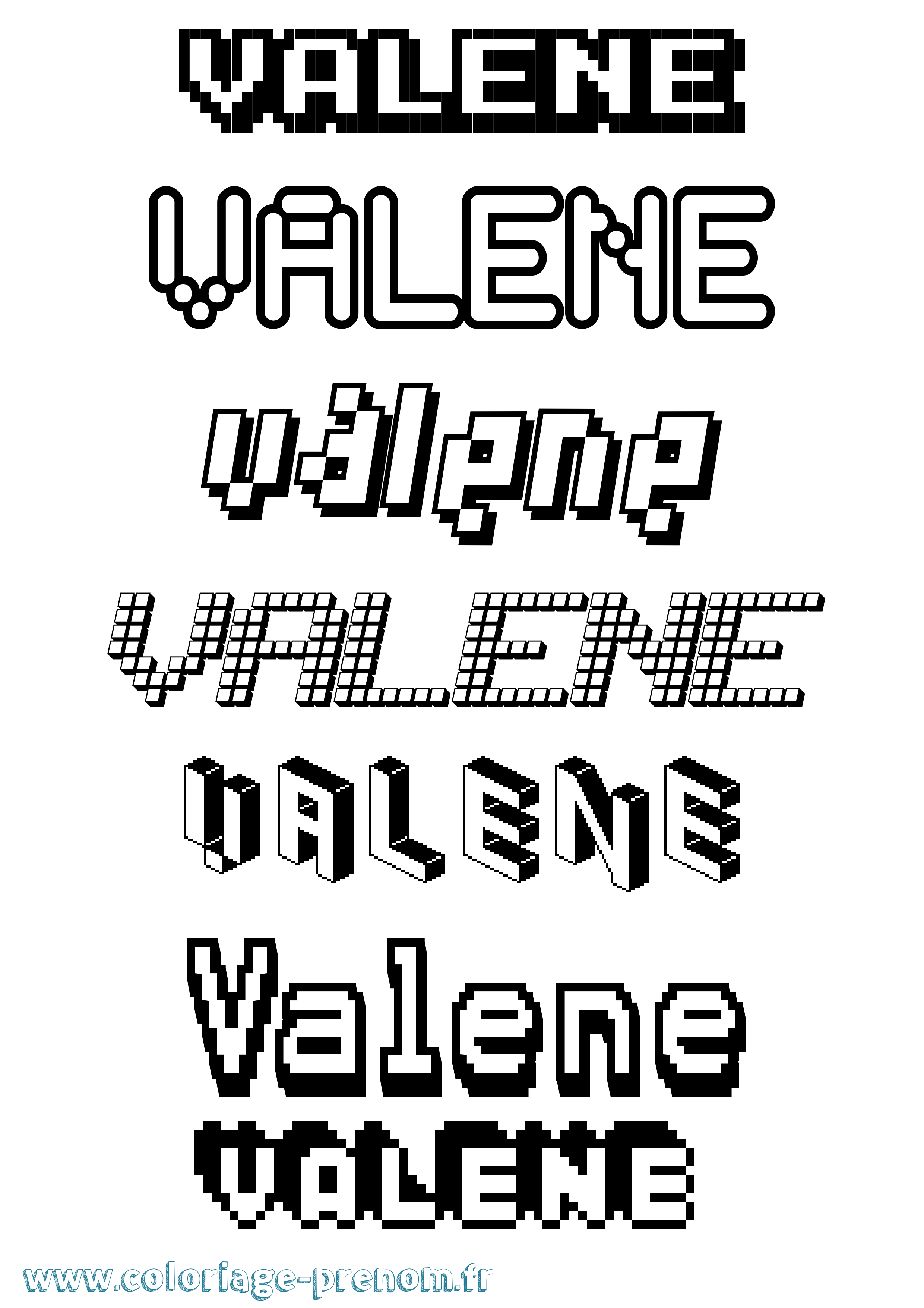 Coloriage Valene Pixel Coloriage prénom Valene Pixel