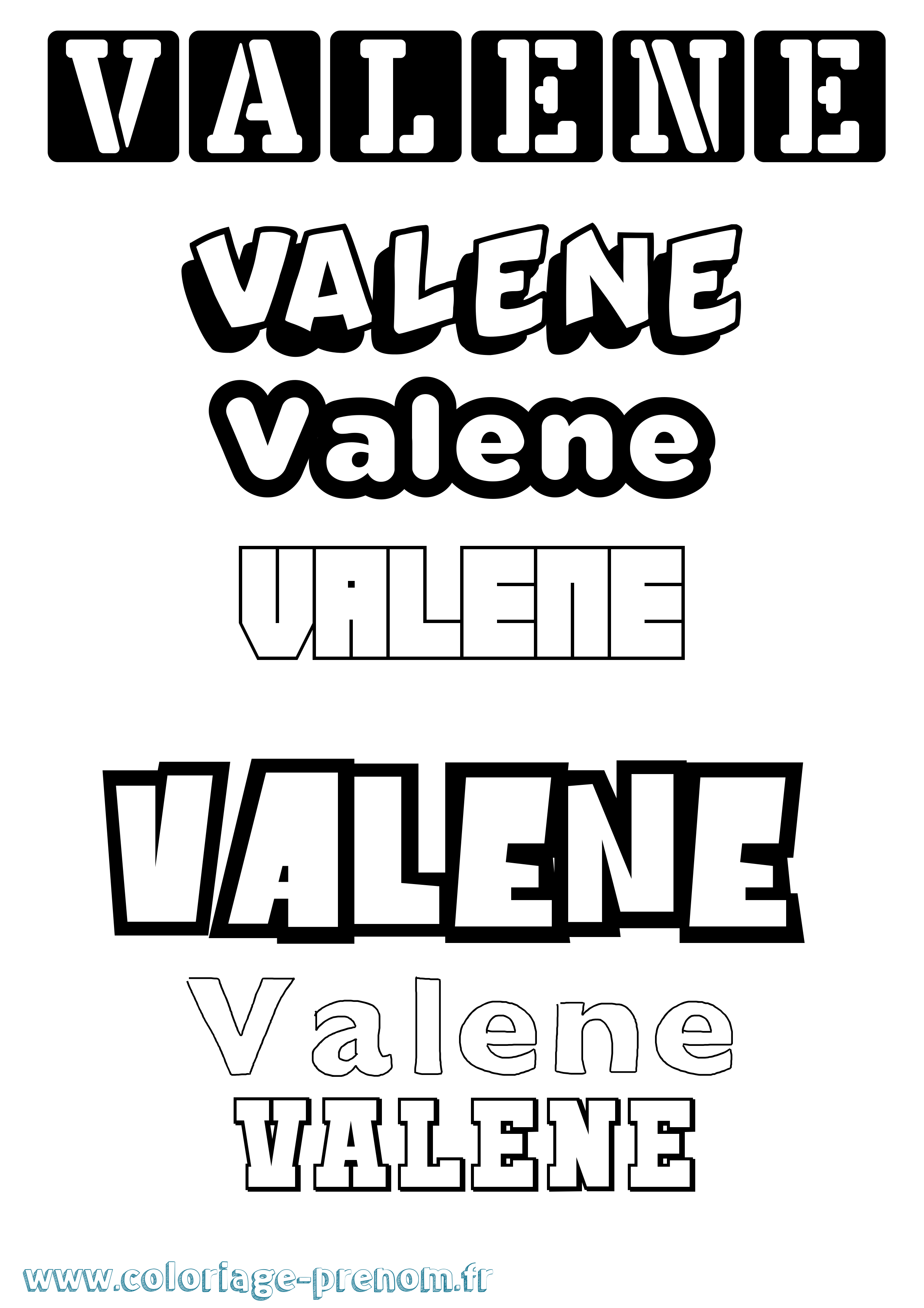 Coloriage Valene Simple Coloriage prénom Valene Simple