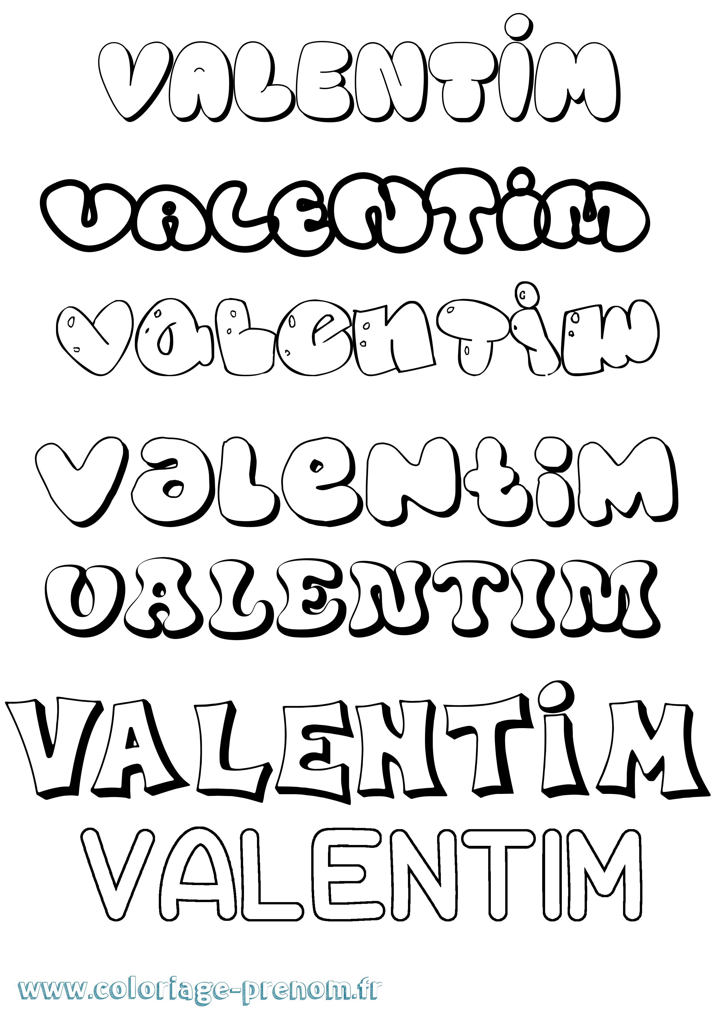 Coloriage Valentim Bubble Coloriage prénom Valentim Bubble