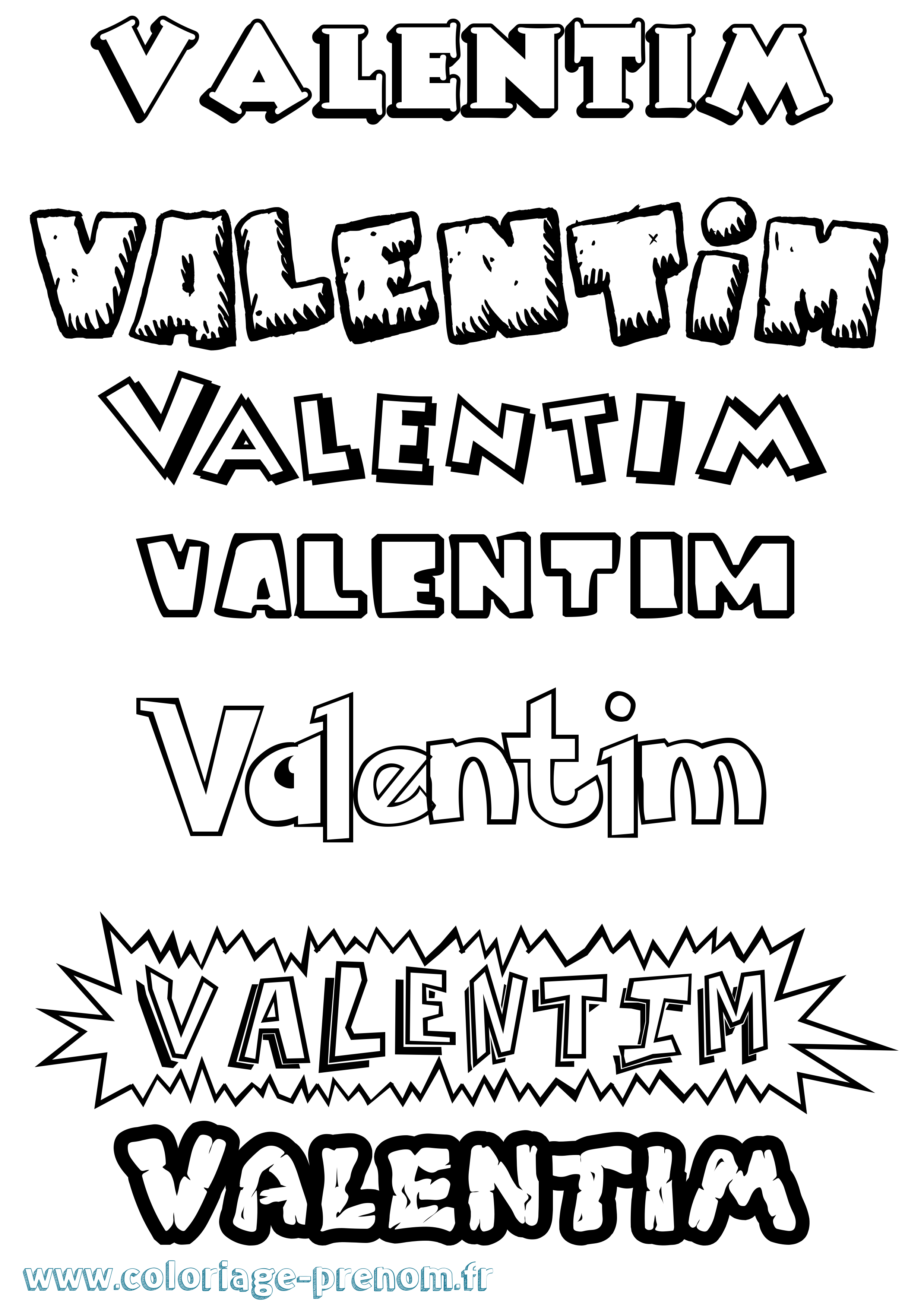 Coloriage Valentim Dessin Animé Coloriage prénom Valentim Dessin Animé
