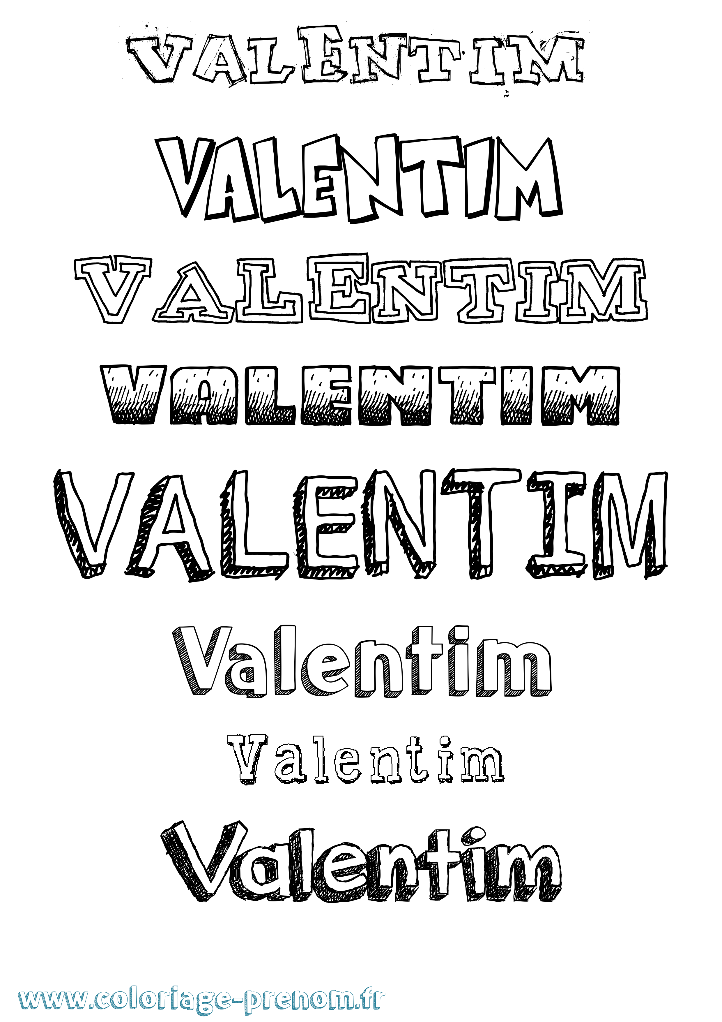 Coloriage Valentim Dessiné Coloriage prénom Valentim Dessiné