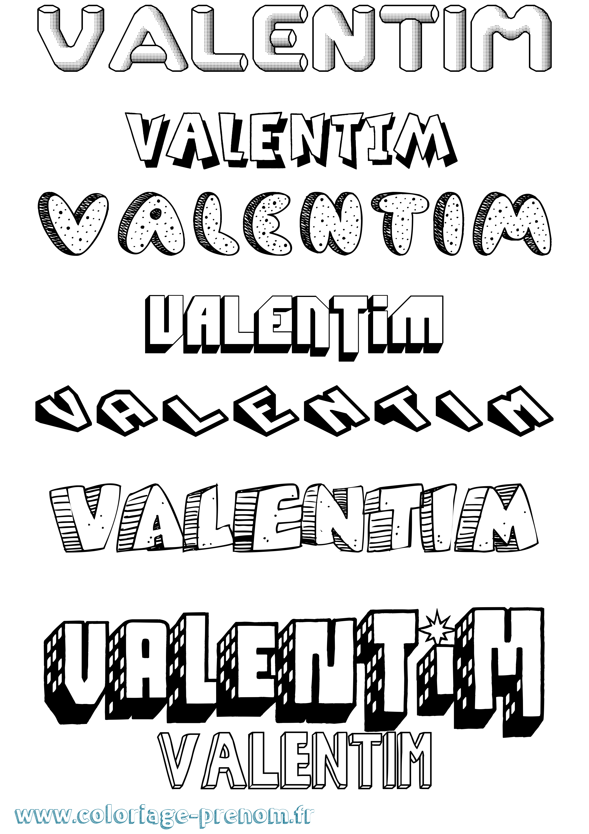 Coloriage Valentim Effet 3D Coloriage prénom Valentim Effet 3D
