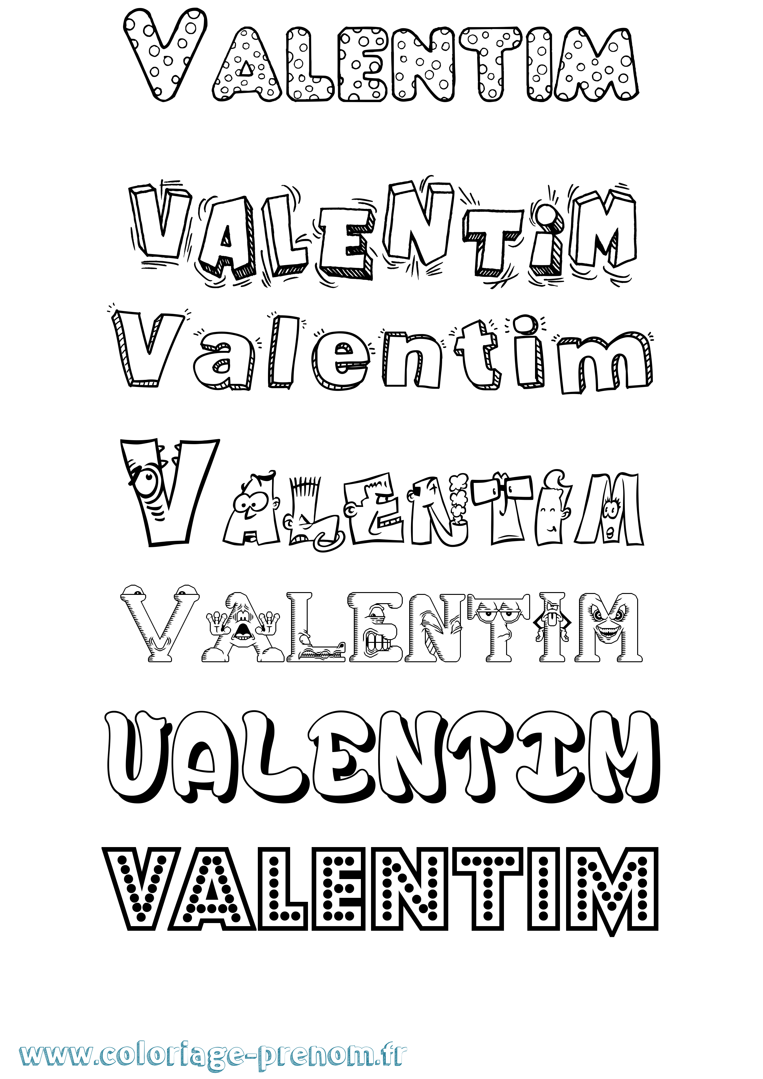Coloriage Valentim Fun Coloriage prénom Valentim Fun