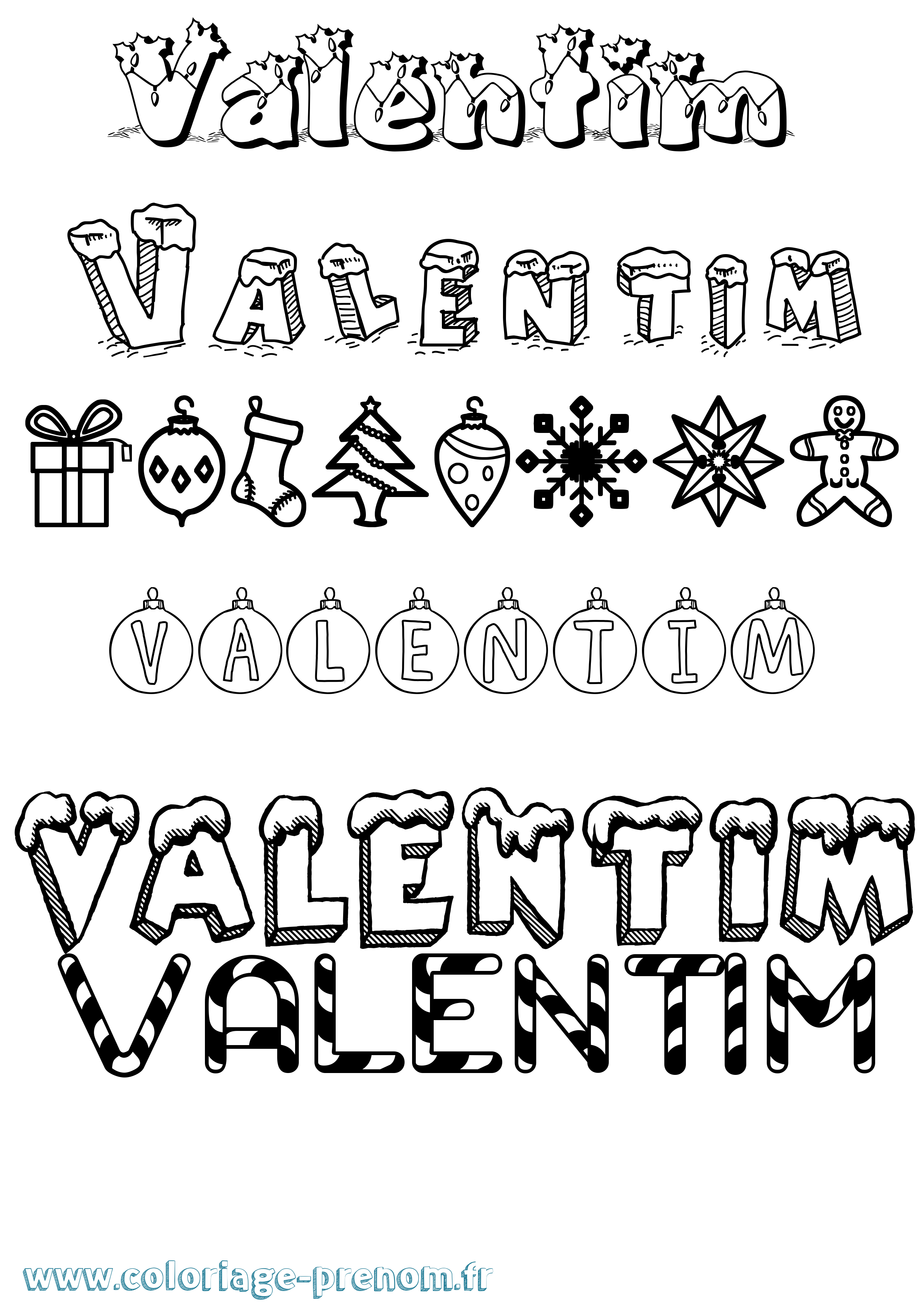 Coloriage Valentim Noël Coloriage prénom Valentim Noël