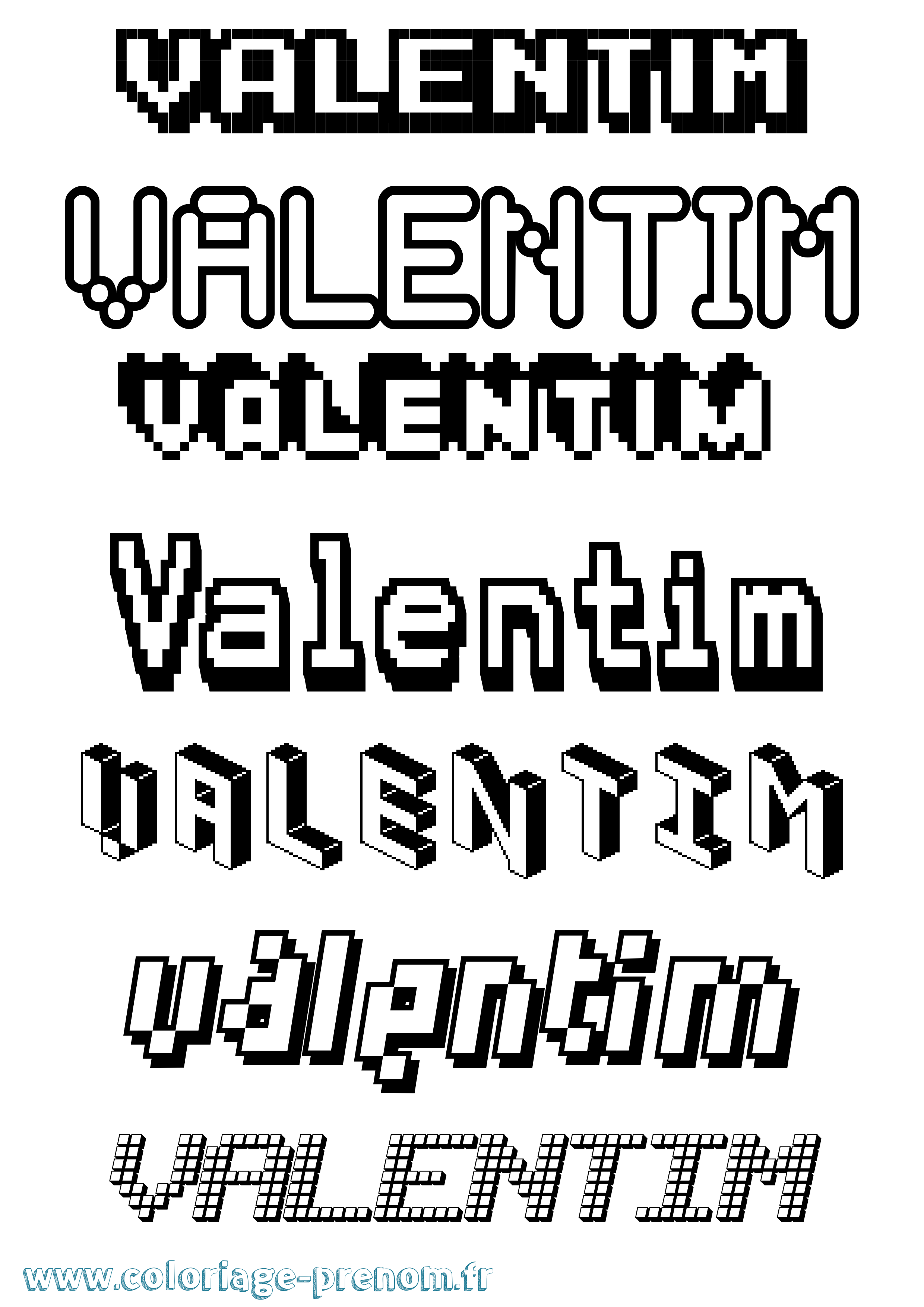 Coloriage Valentim Pixel Coloriage prénom Valentim Pixel