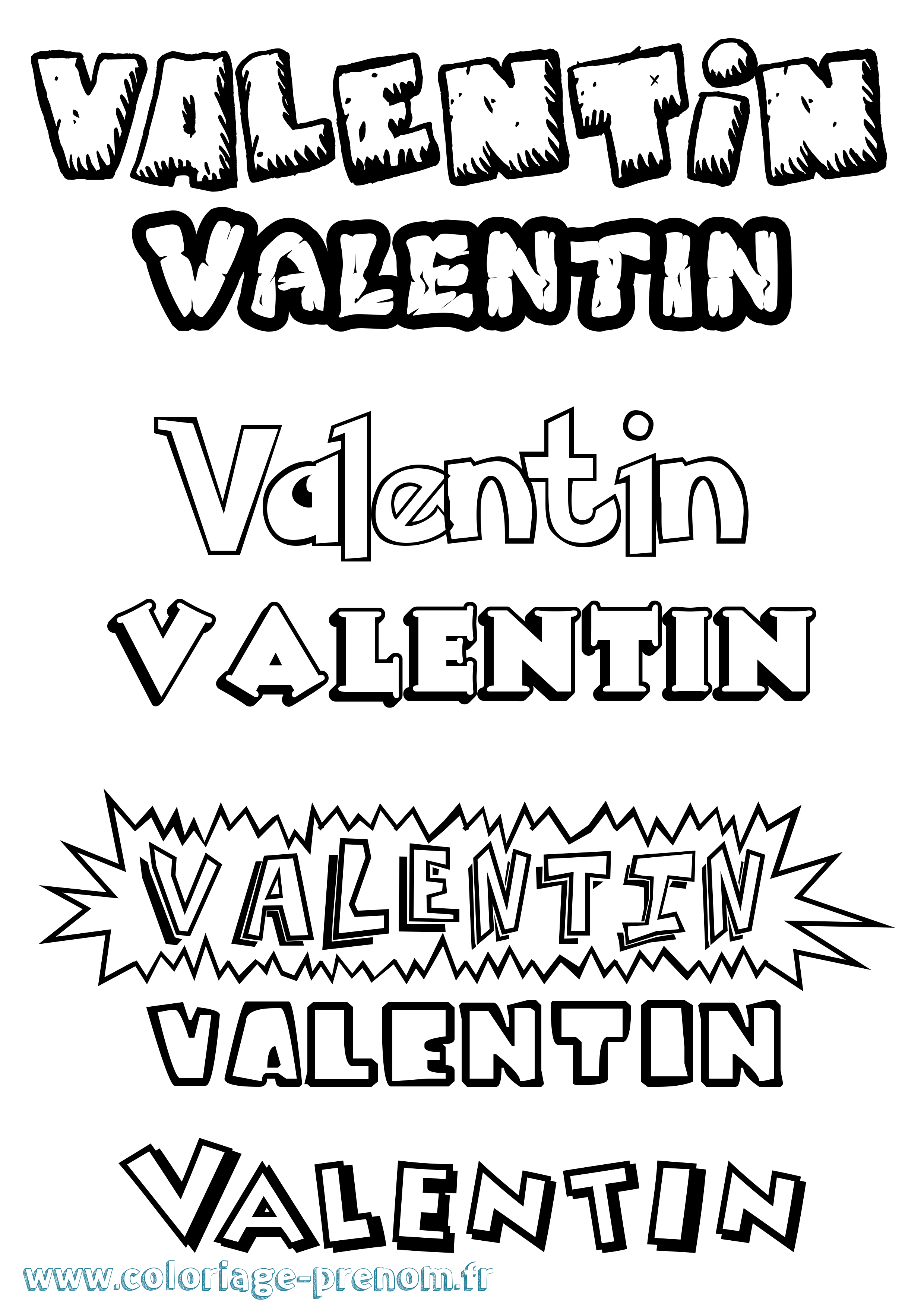 Coloriage prénom Valentin Dessin Animé