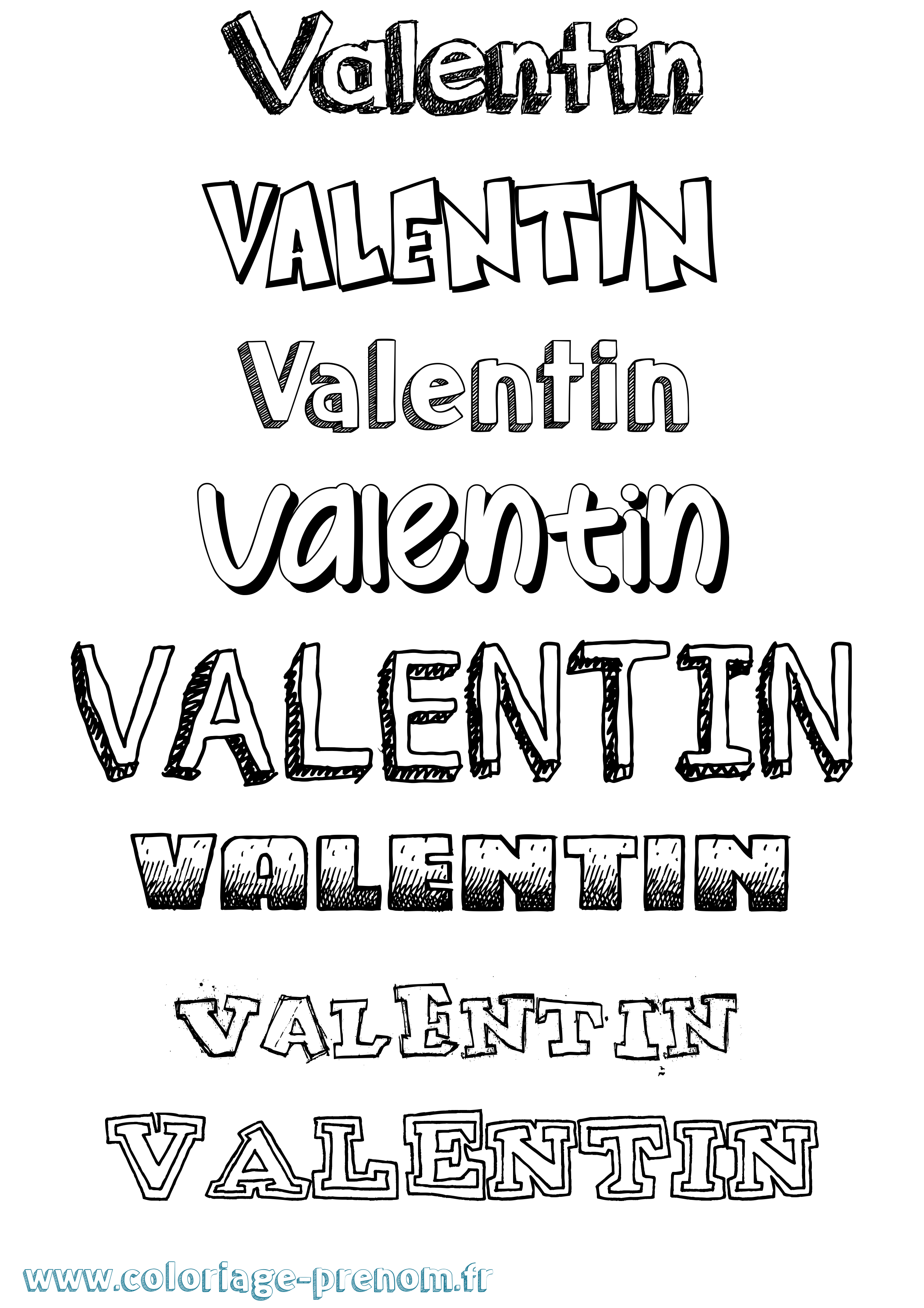 Coloriage prénom Valentin Dessiné