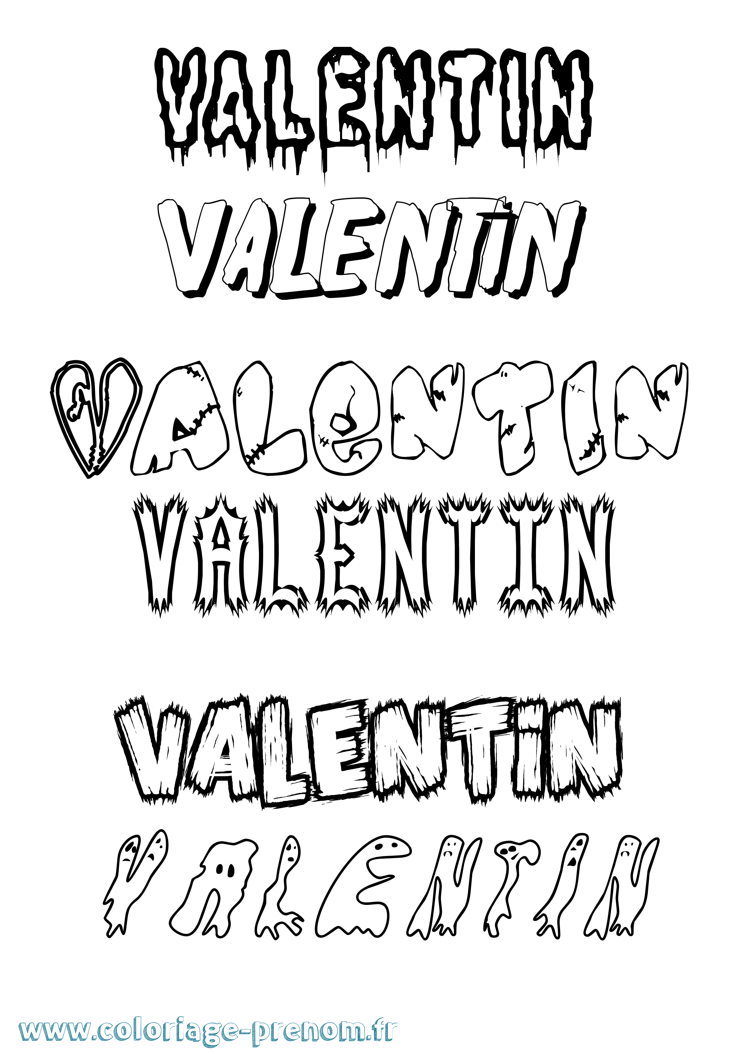 Coloriage prénom Valentin Frisson