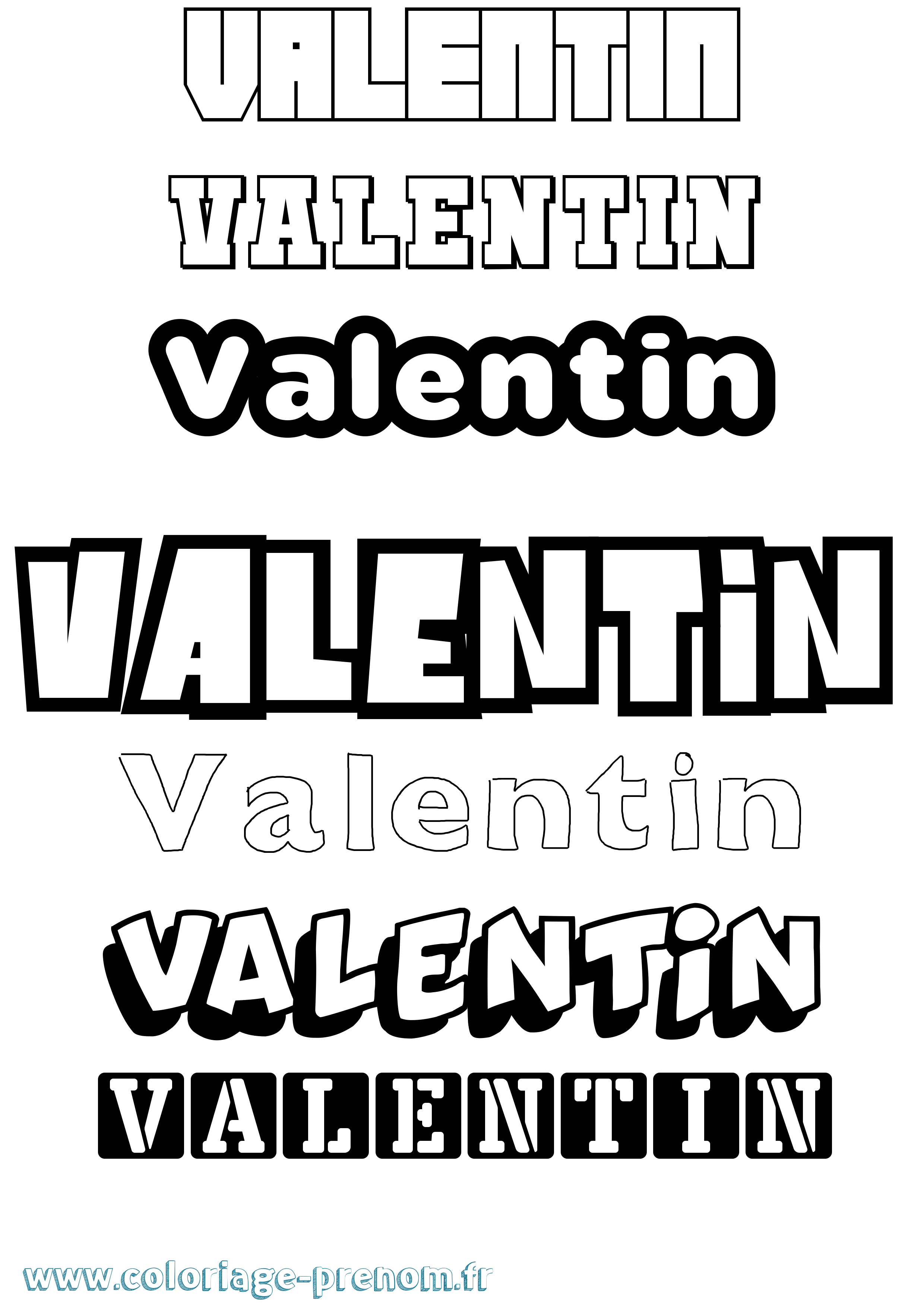 Coloriage prénom Valentin Simple
